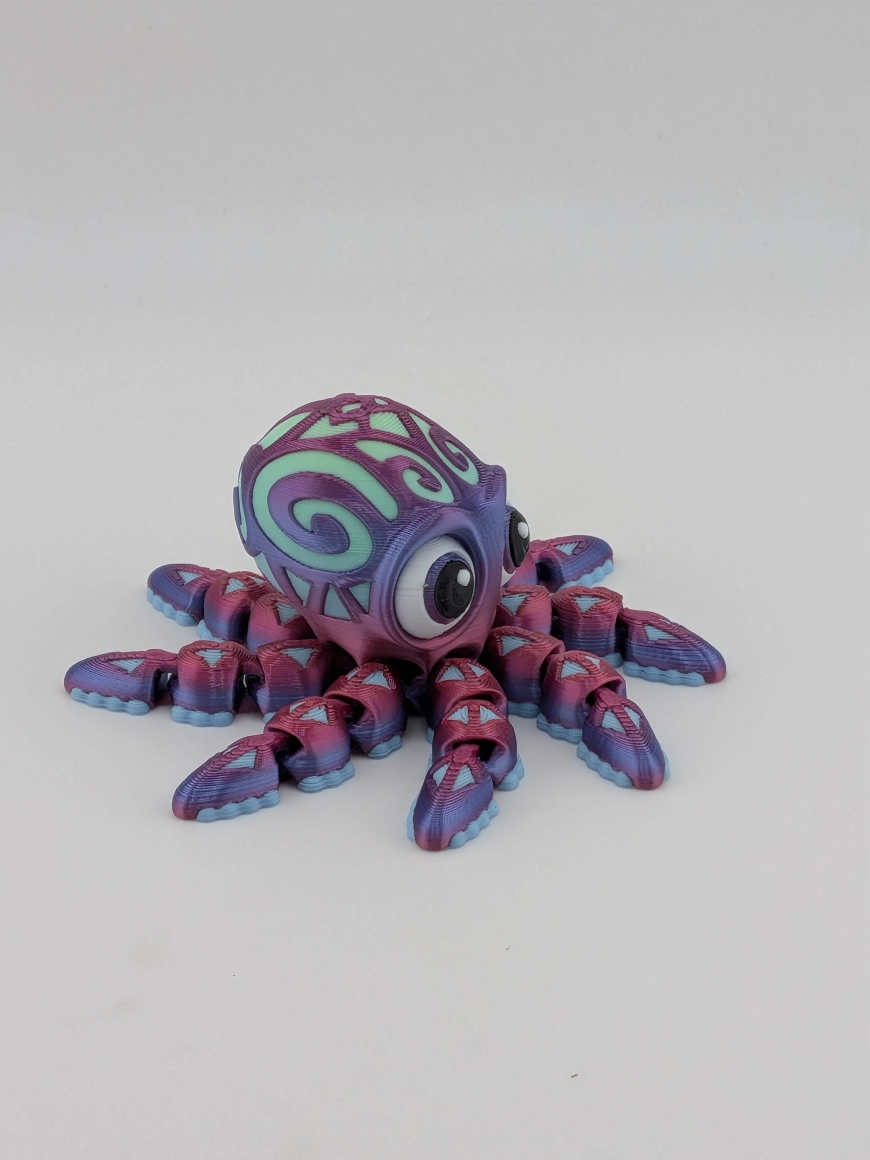 Tattooed Flexi Octopus Fidget Toy 3D Printed Articulated Dual Silk Desk Pet