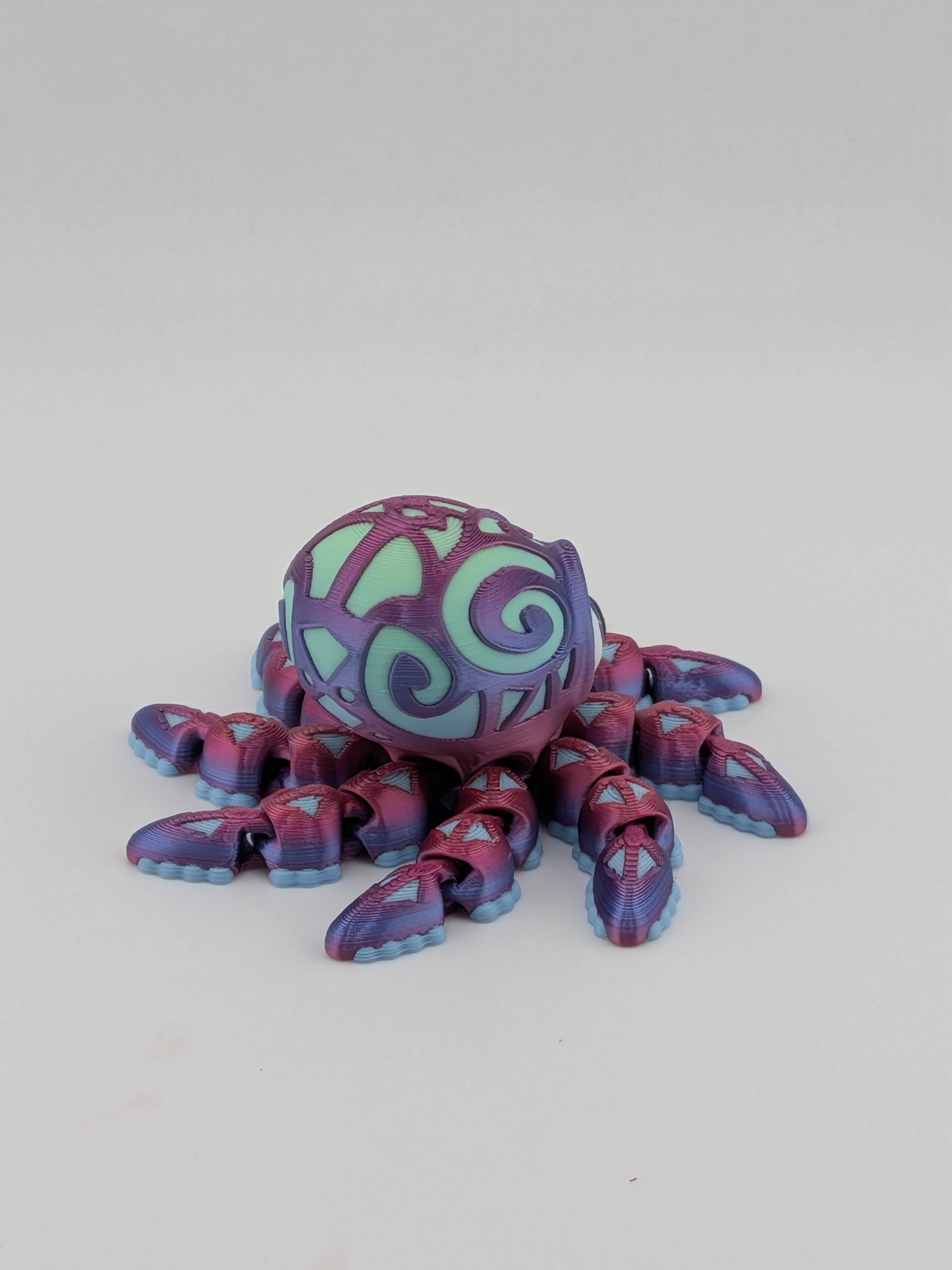 Tattooed Flexi Octopus Fidget Toy 3D Printed Articulated Dual Silk Desk Pet