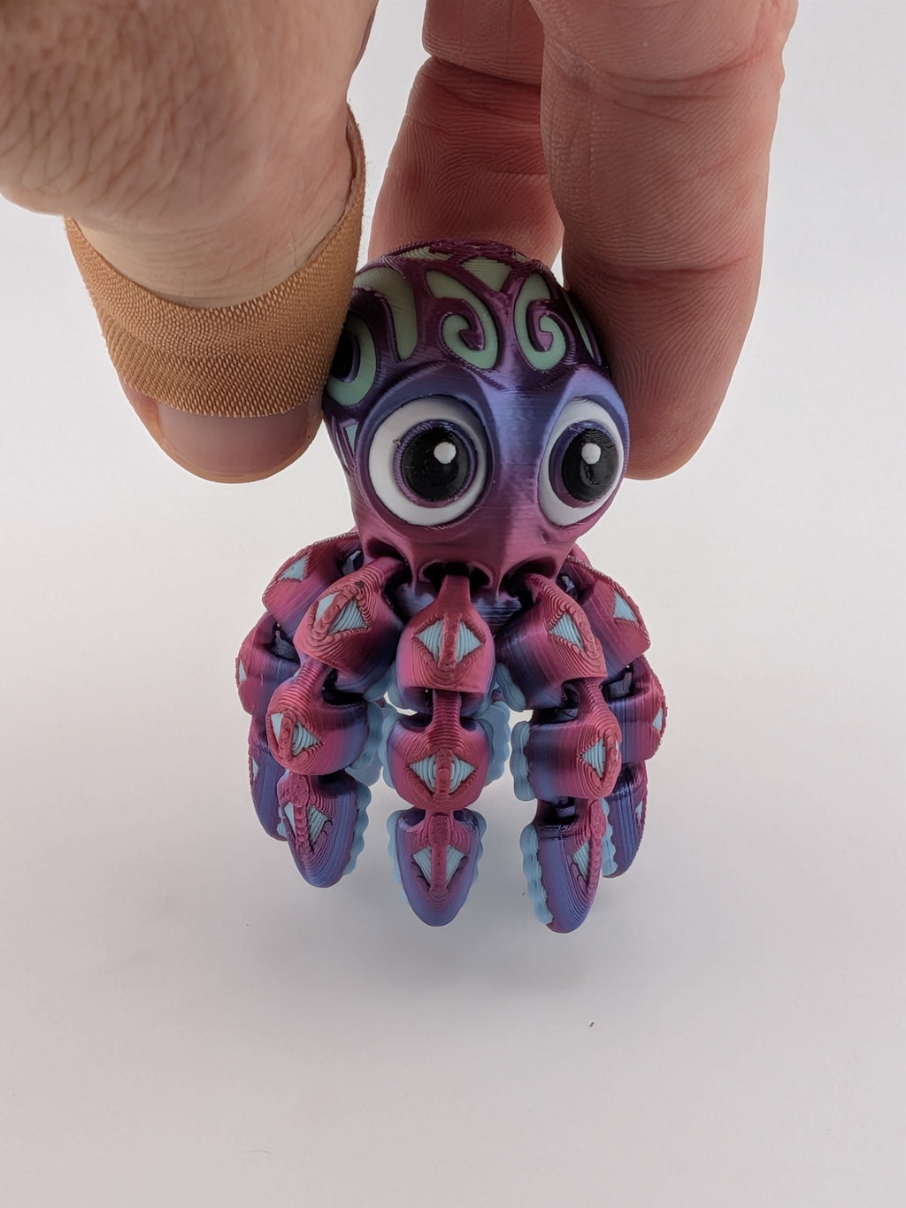 Tattooed Flexi Octopus Fidget Toy 3D Printed Articulated Dual Silk Desk Pet