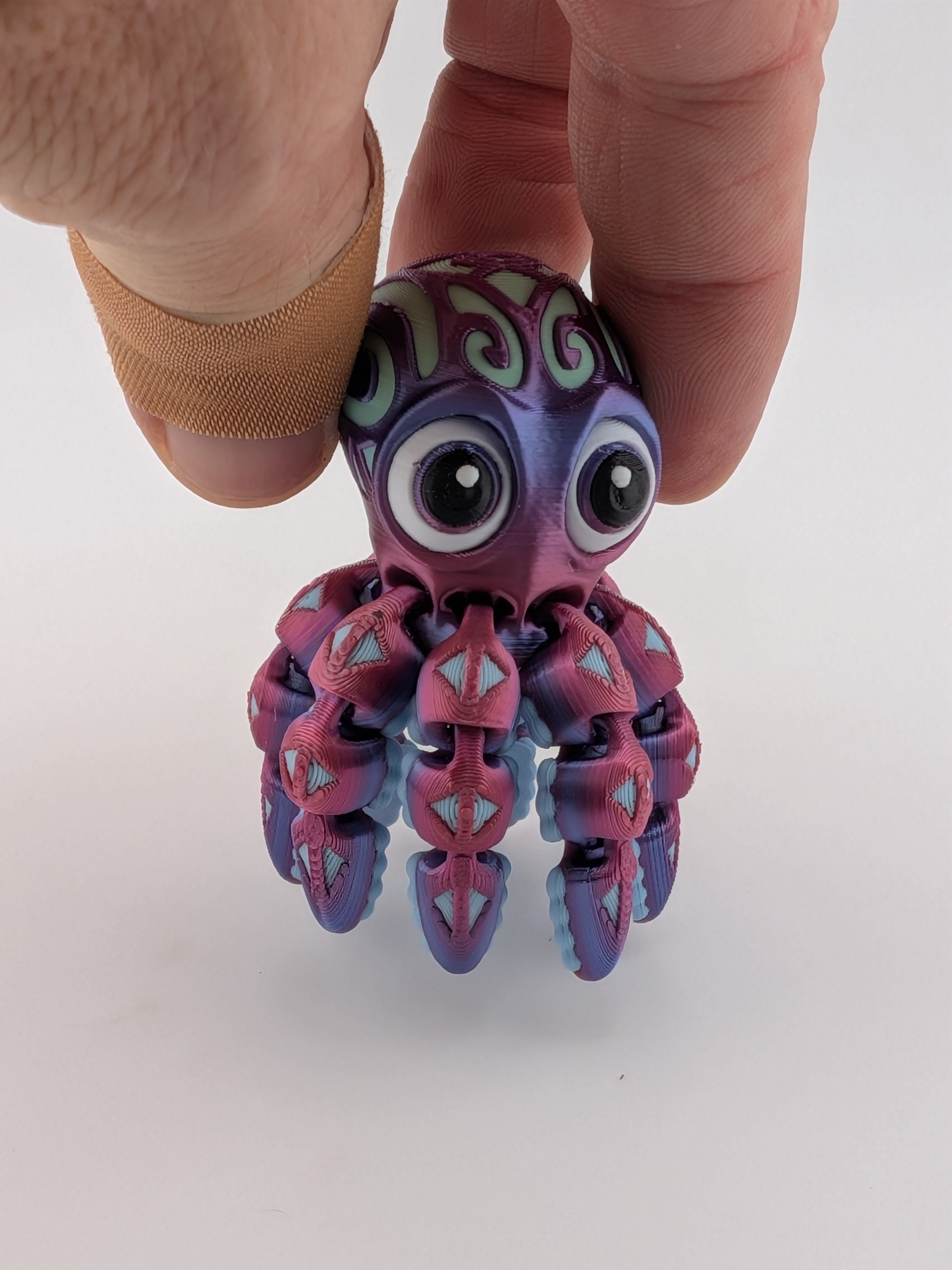 Tattooed Flexi Octopus Fidget Toy 3D Printed Articulated Dual Silk Desk Pet