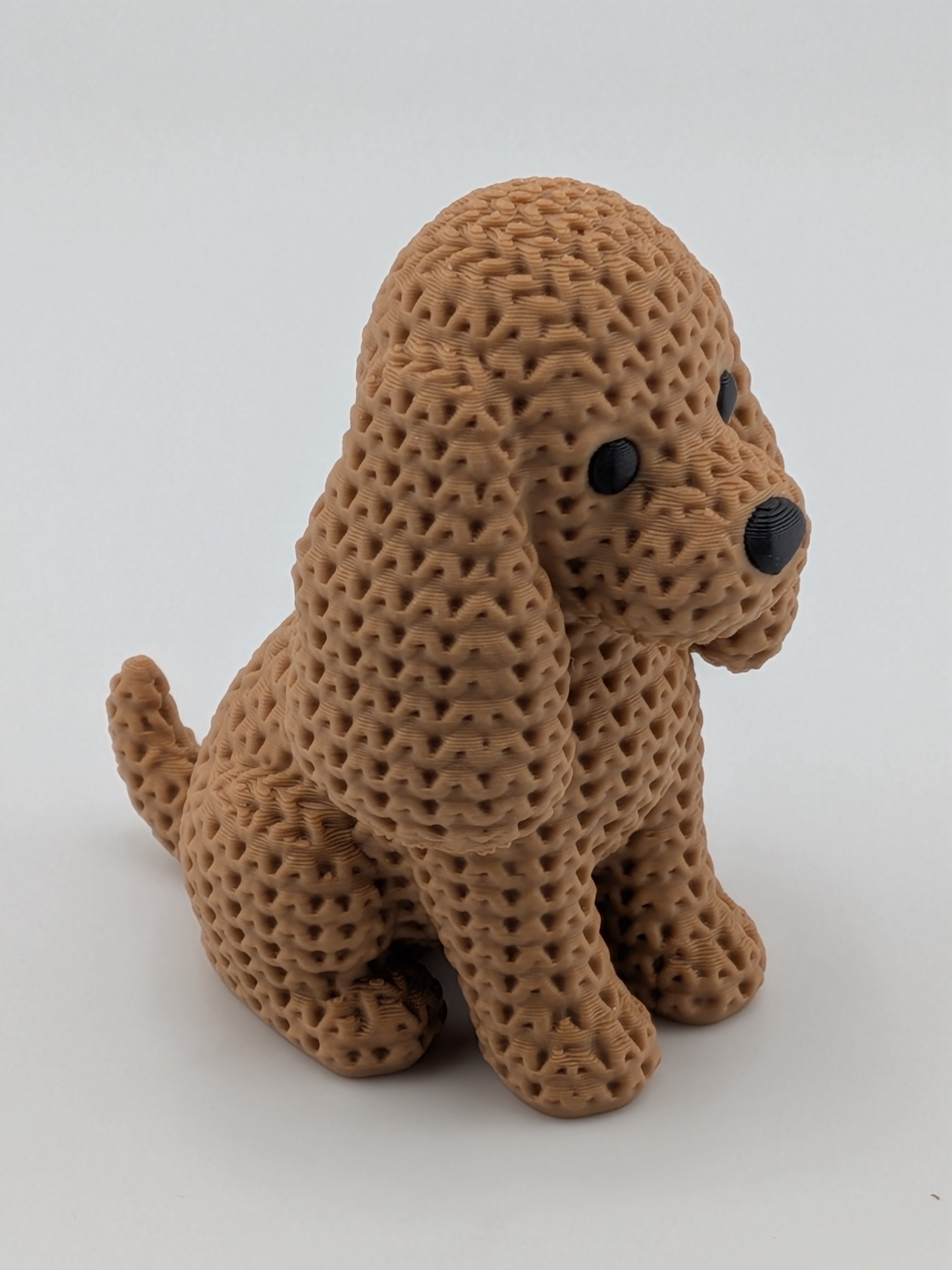 Faux Crochet Dog Figurine 3D Printed Knit Texture Breed Desk Pet Decor