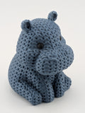 Faux Crochet Hippo Figurine 2.75 Inch 3D Printed Knit Texture Desk Decor