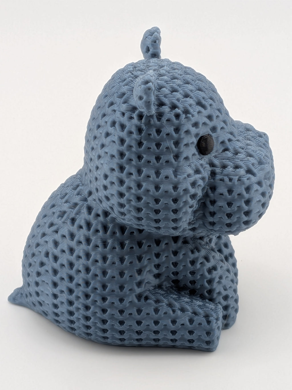 Faux Crochet Hippo Figurine 2.75 Inch 3D Printed Knit Texture Desk Decor