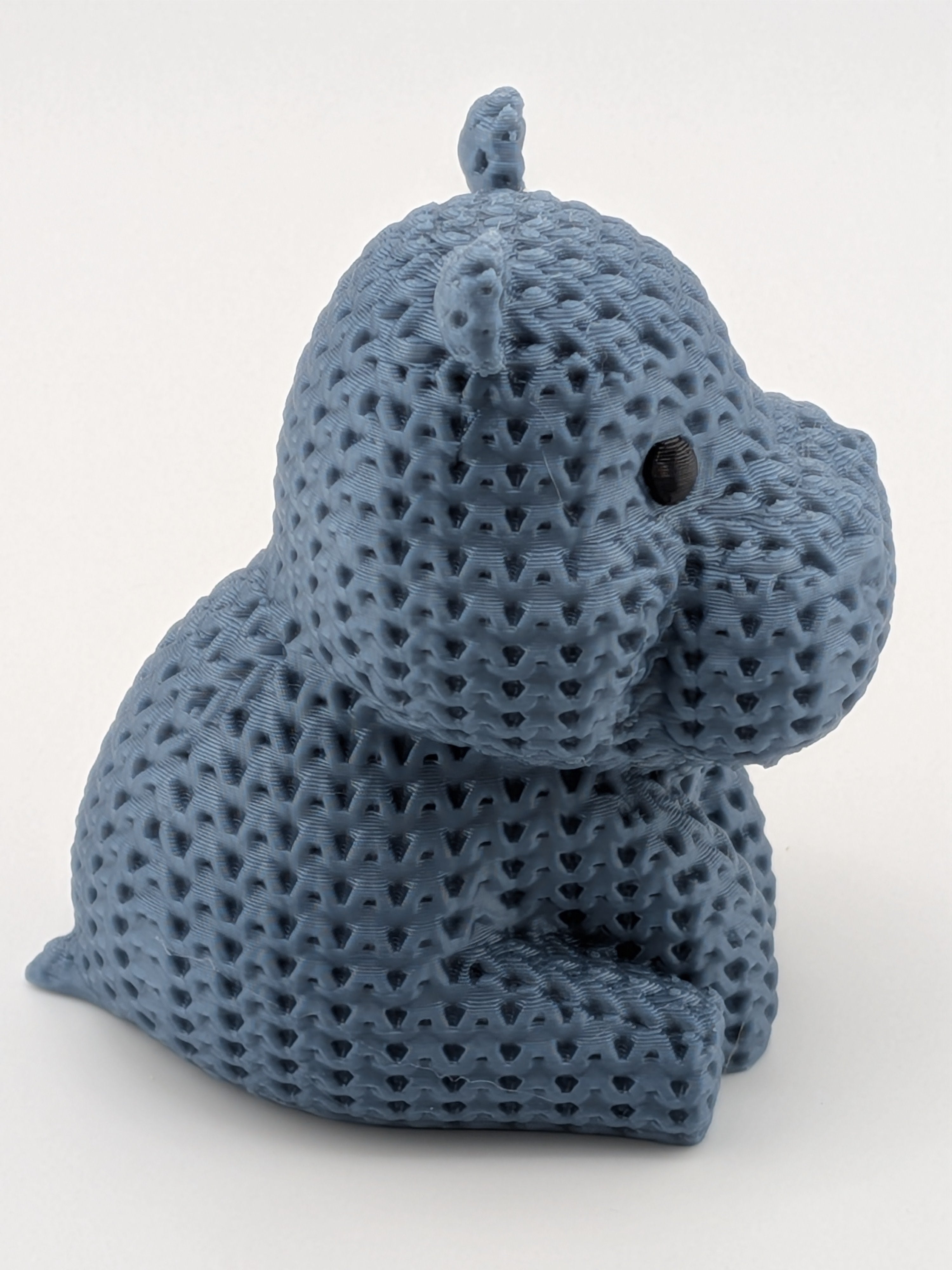 Faux Crochet Hippo Figurine 2.75 Inch 3D Printed Knit Texture Desk Decor