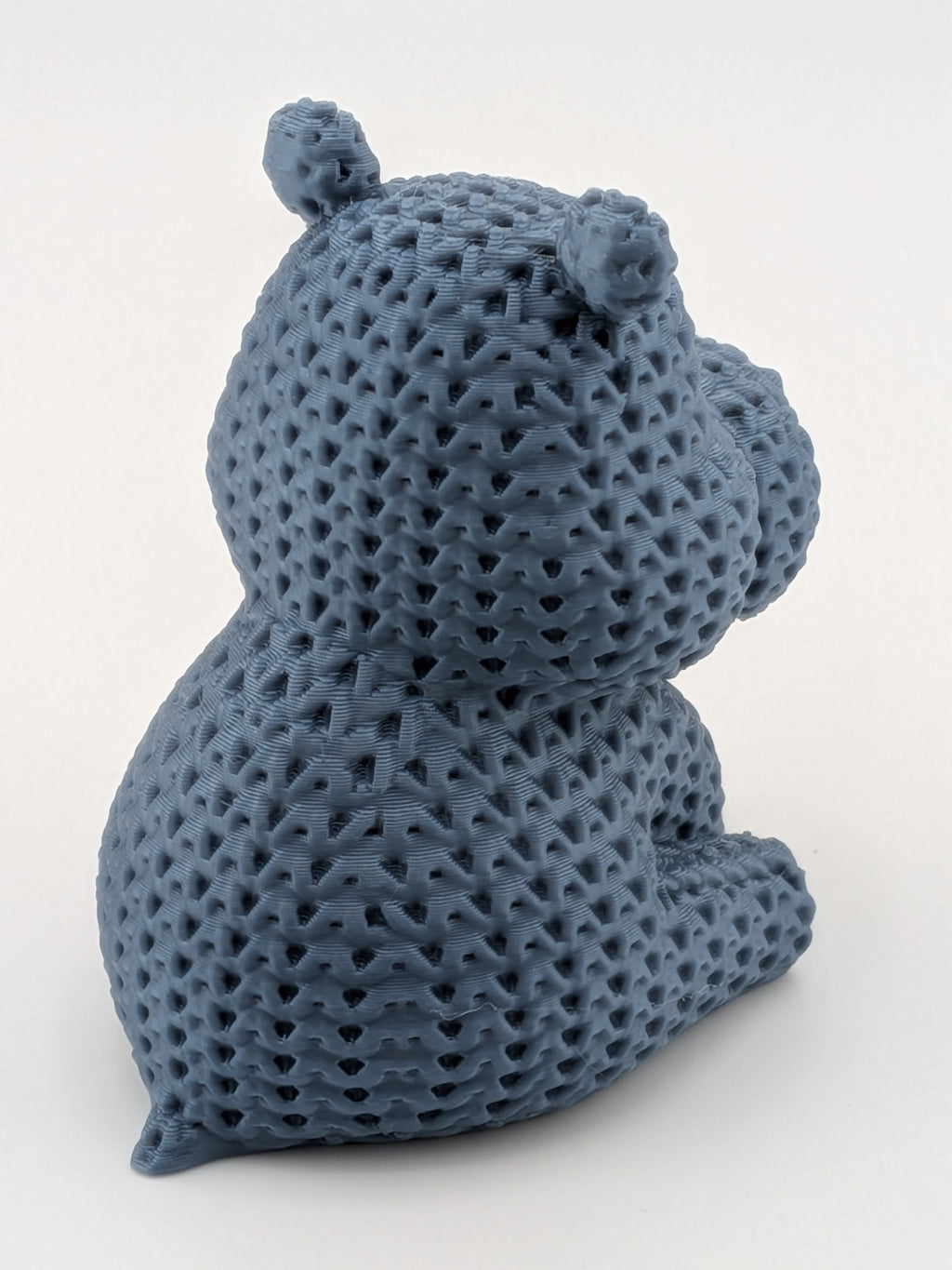 Faux Crochet Hippo Figurine 2.75 Inch 3D Printed Knit Texture Desk Decor