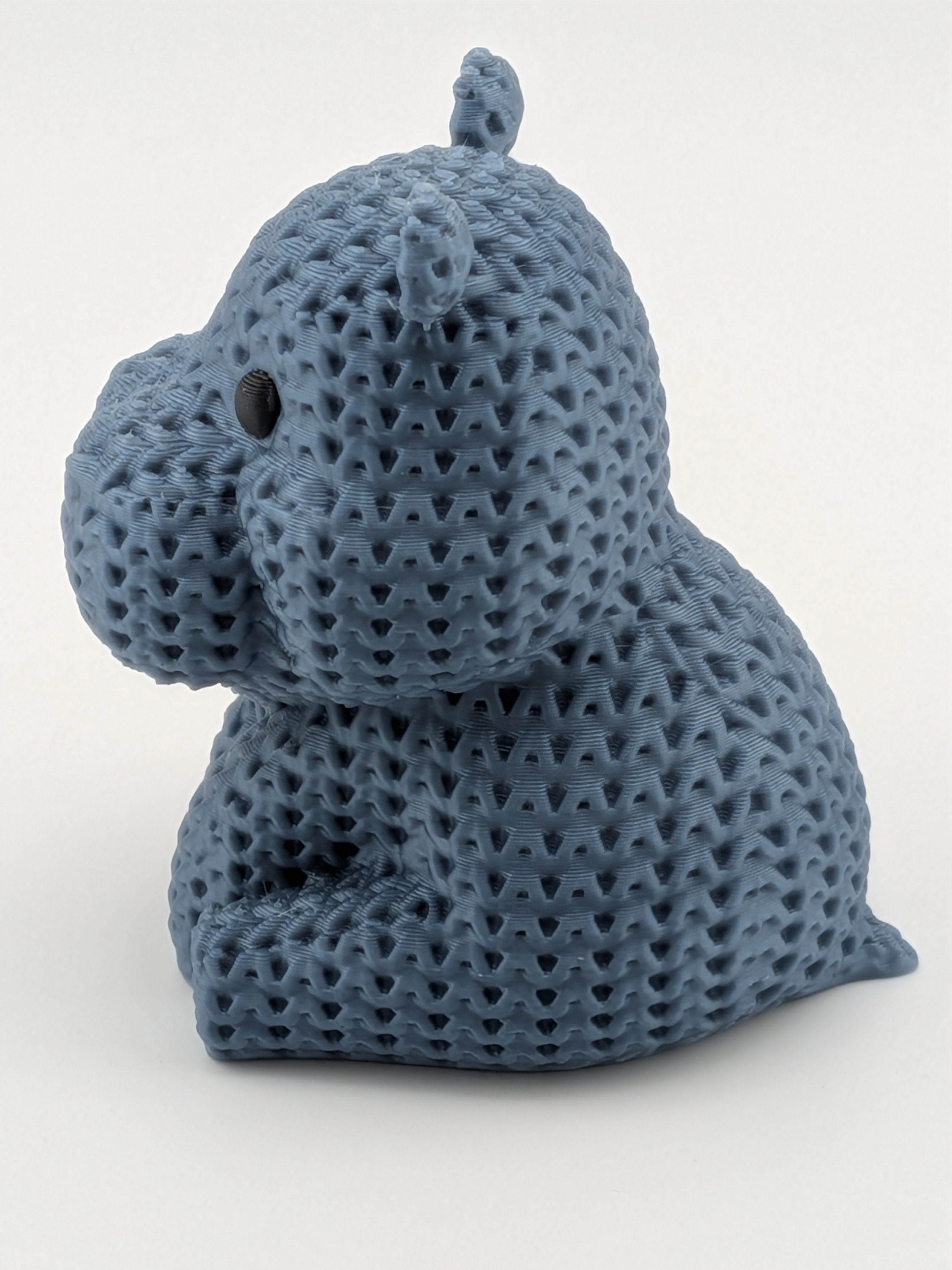 Faux Crochet Hippo Figurine 2.75 Inch 3D Printed Knit Texture Desk Decor