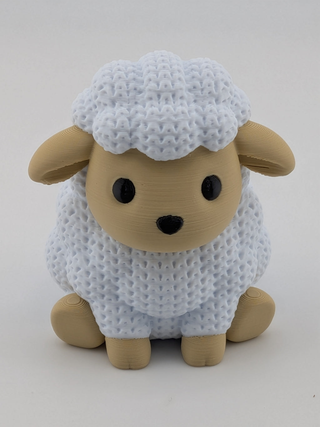 Faux Crochet Sheep Figurine 3D Printed Knit Texture Desk Pet Decor 2.5 Inch