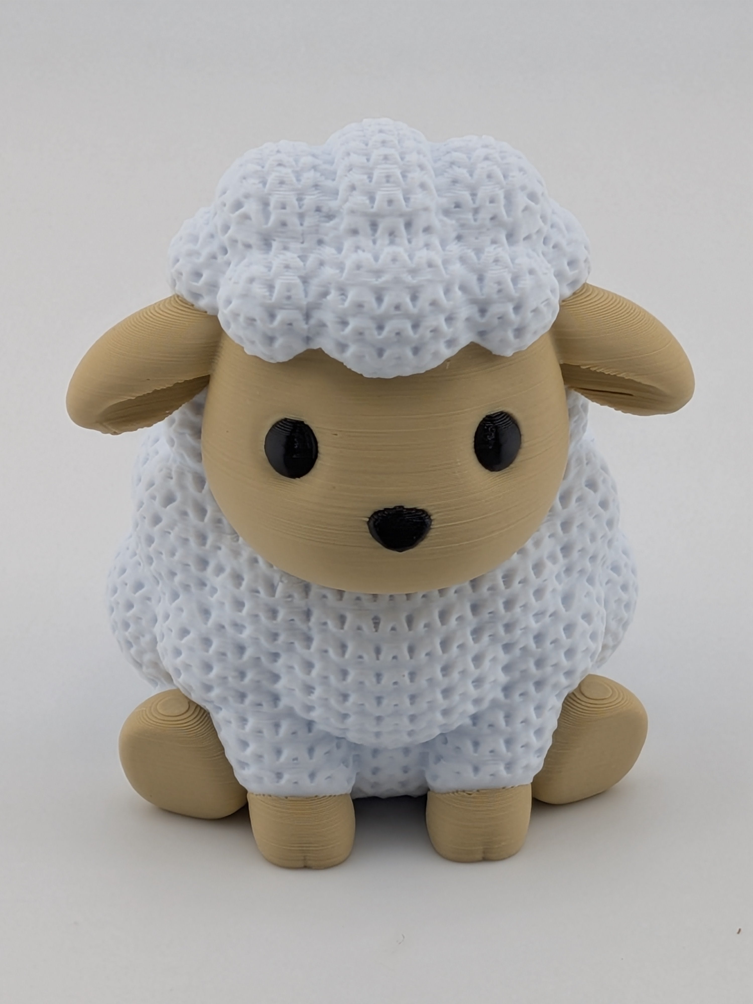 Faux Crochet Sheep Figurine 3D Printed Knit Texture Desk Pet Decor 2.5 Inch