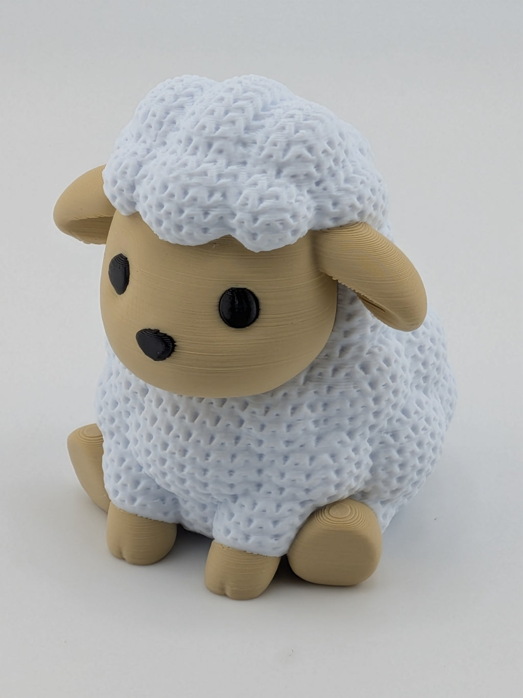 Faux Crochet Sheep Figurine 3D Printed Knit Texture Desk Pet Decor 2.5 Inch