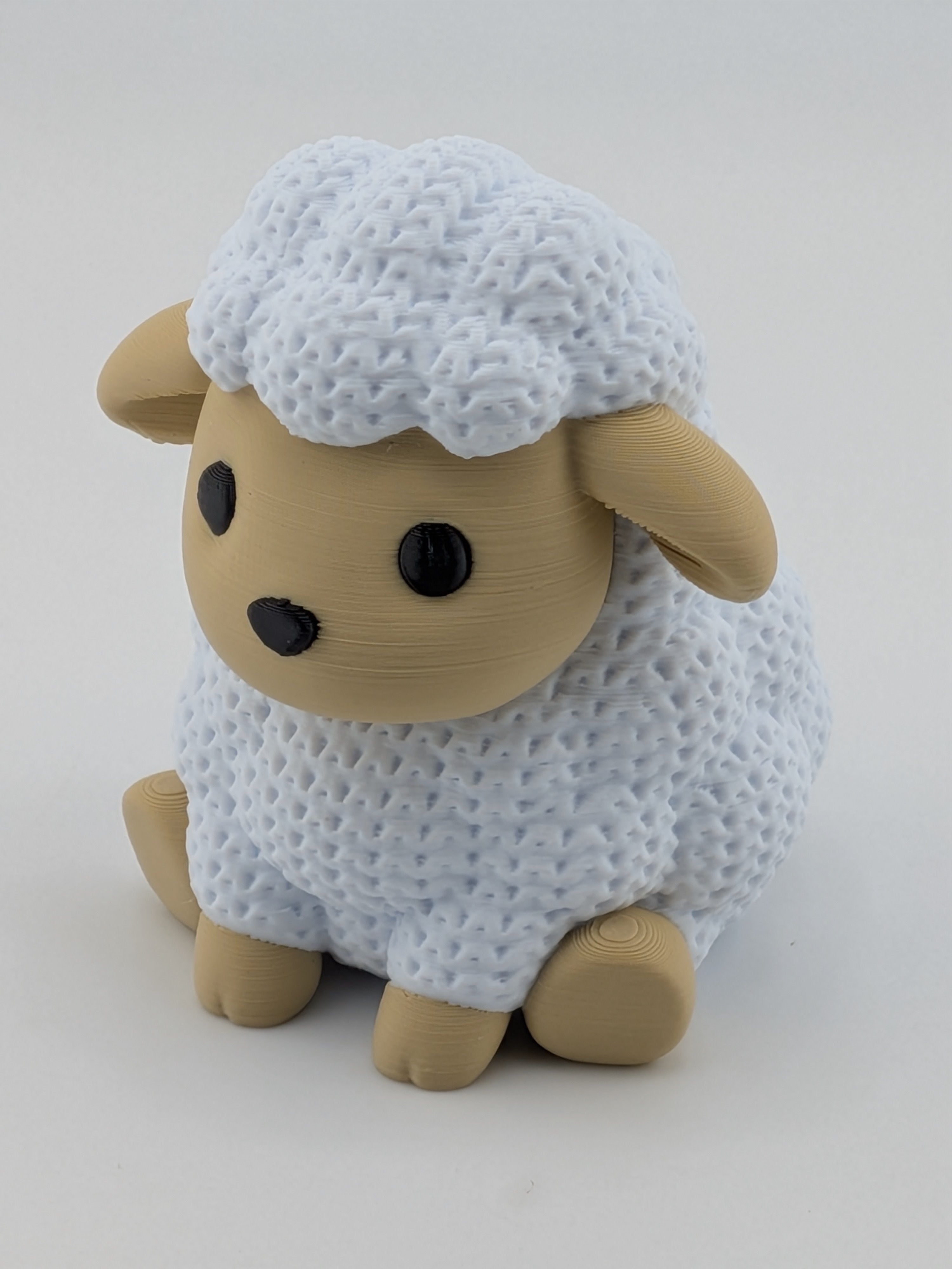 Faux Crochet Sheep Figurine 3D Printed Knit Texture Desk Pet Decor 2.5 Inch