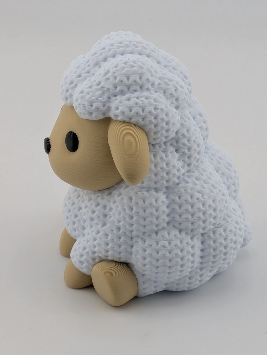 Faux Crochet Sheep Figurine 3D Printed Knit Texture Desk Pet Decor 2.5 Inch