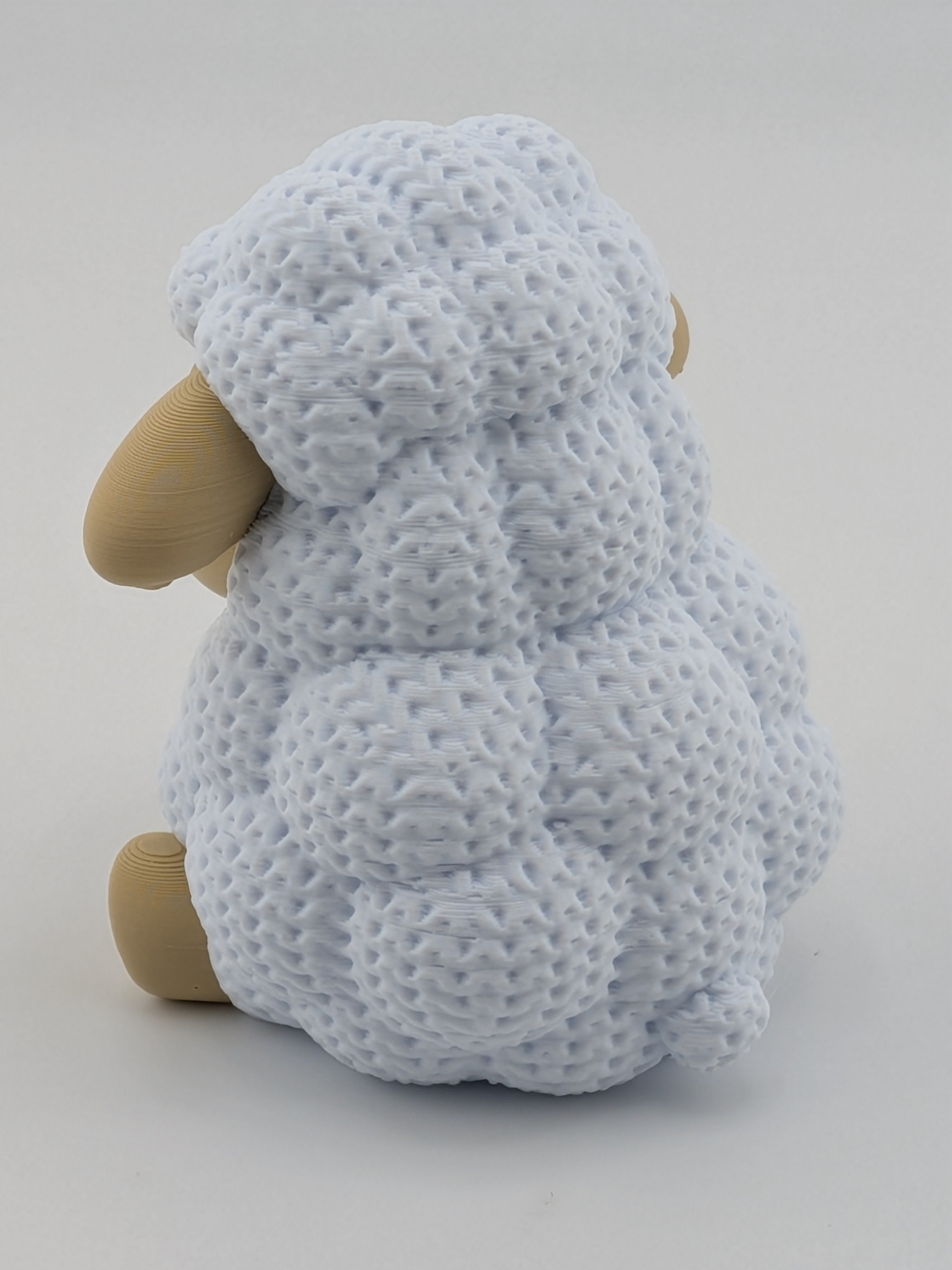 Faux Crochet Sheep Figurine 3D Printed Knit Texture Desk Pet Decor 2.5 Inch