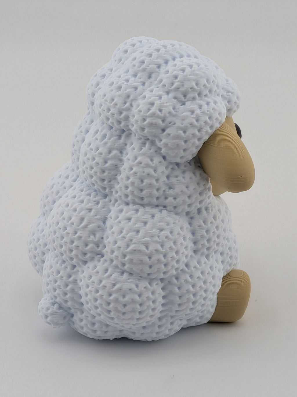 Faux Crochet Sheep Figurine 3D Printed Knit Texture Desk Pet Decor 2.5 Inch