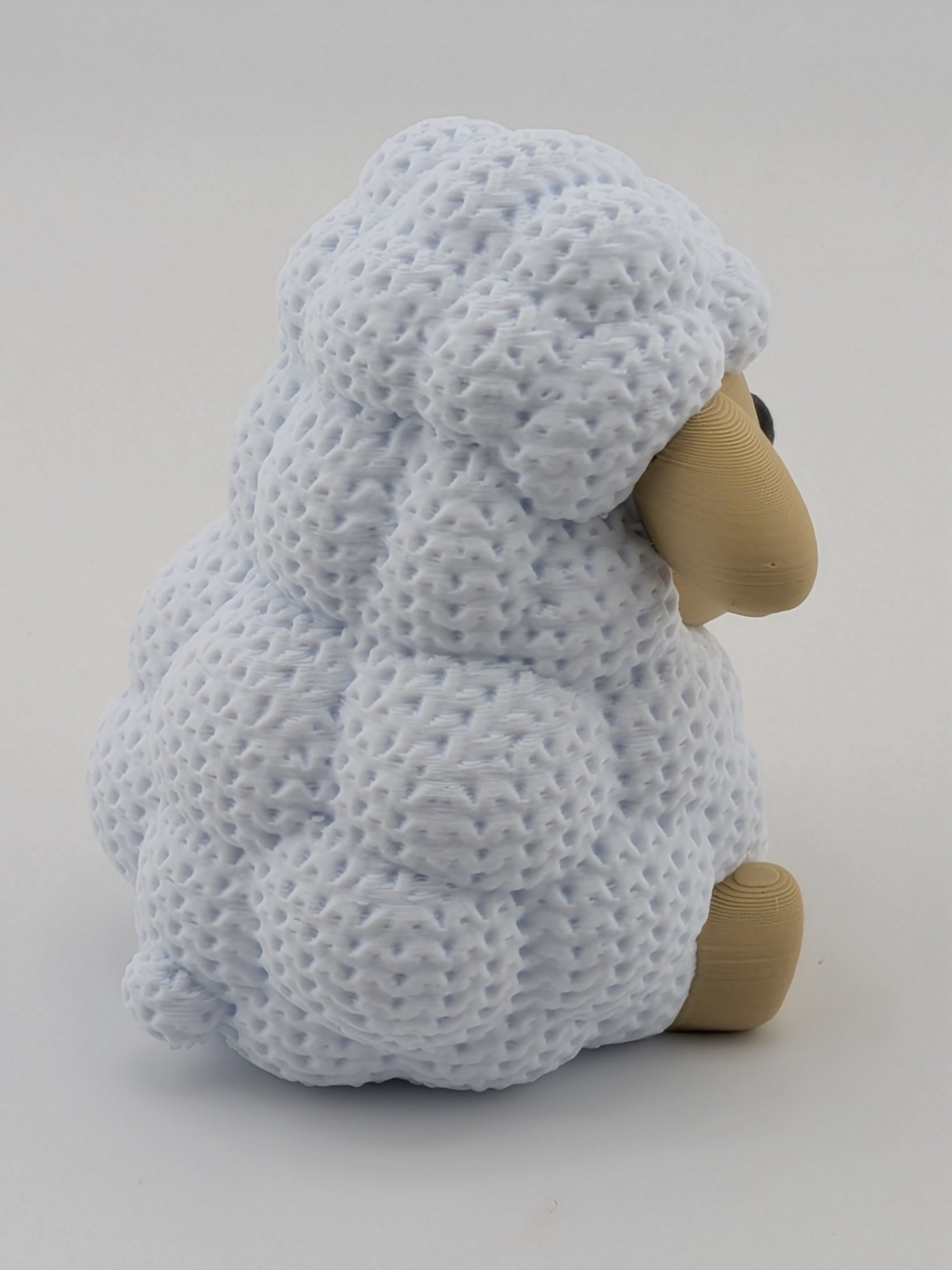Faux Crochet Sheep Figurine 3D Printed Knit Texture Desk Pet Decor 2.5 Inch