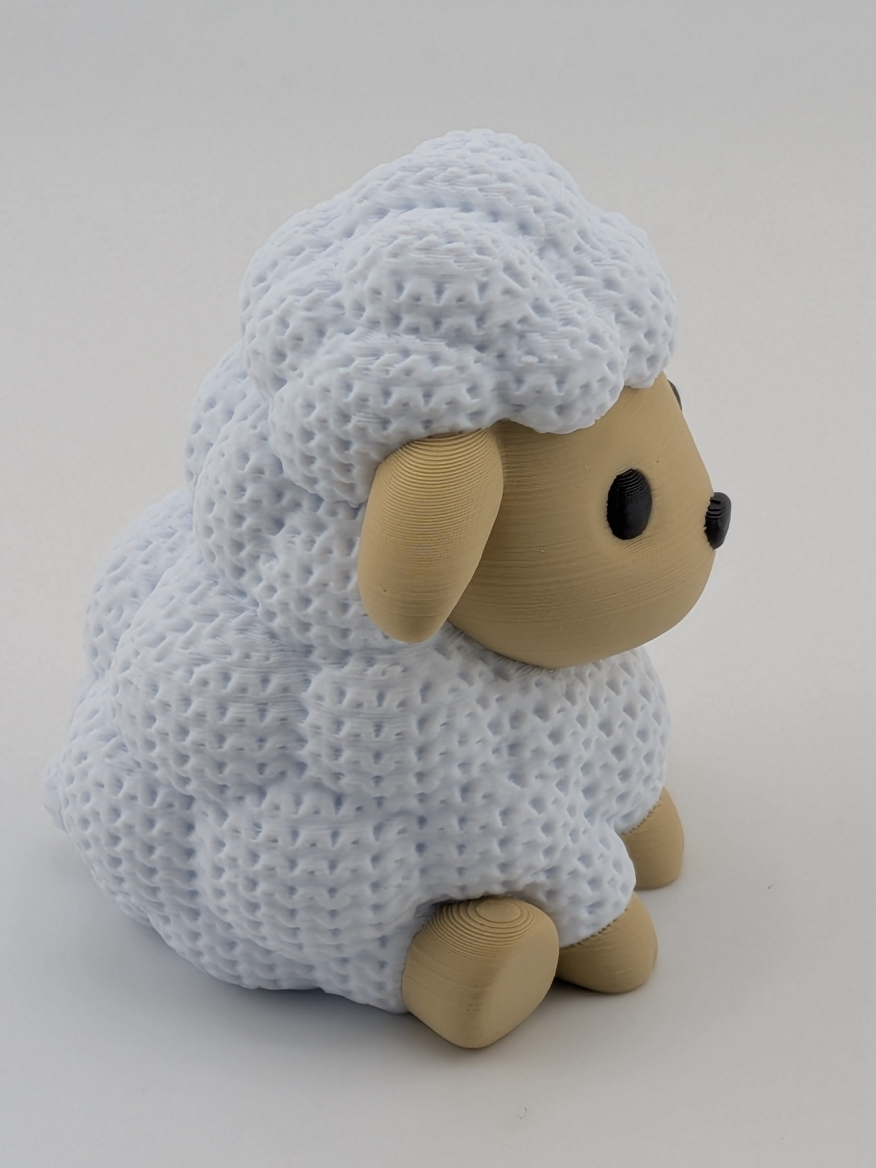 Faux Crochet Sheep Figurine 3D Printed Knit Texture Desk Pet Decor 2.5 Inch