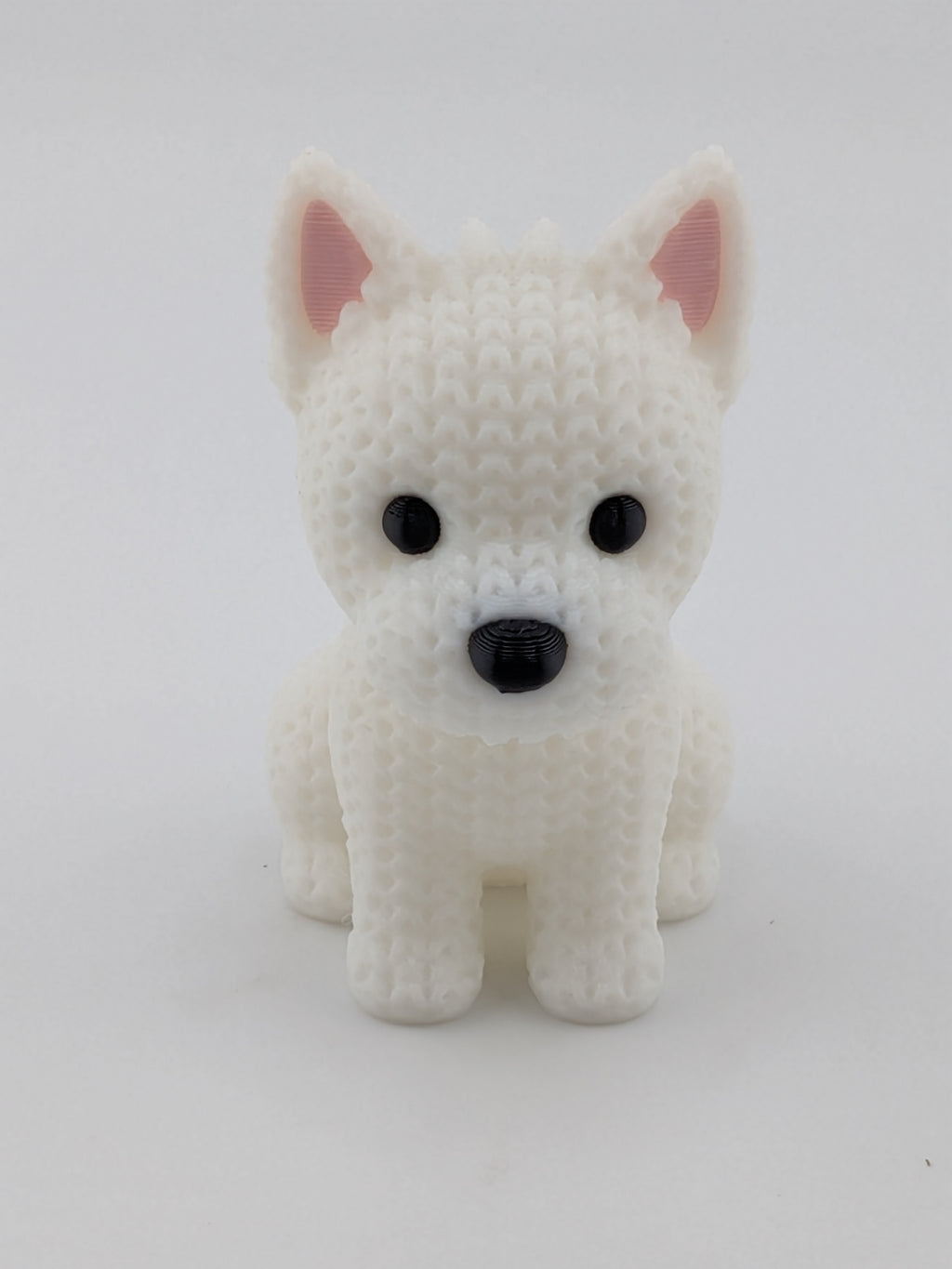 Faux Crochet Dog Figurine 3D Printed Knit Texture Breed Desk Pet Decor