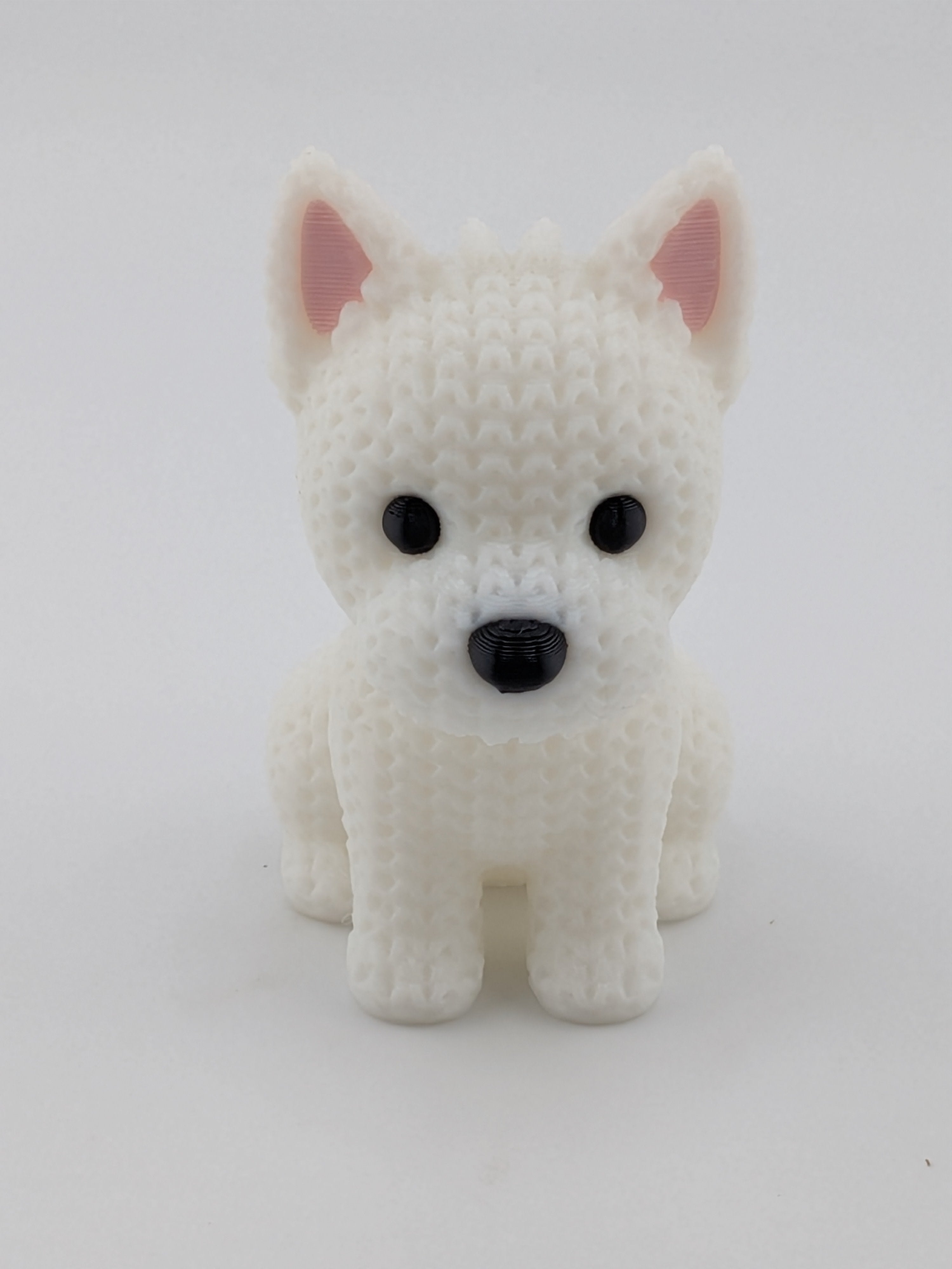 Faux Crochet Dog Figurine 3D Printed Knit Texture Breed Desk Pet Decor