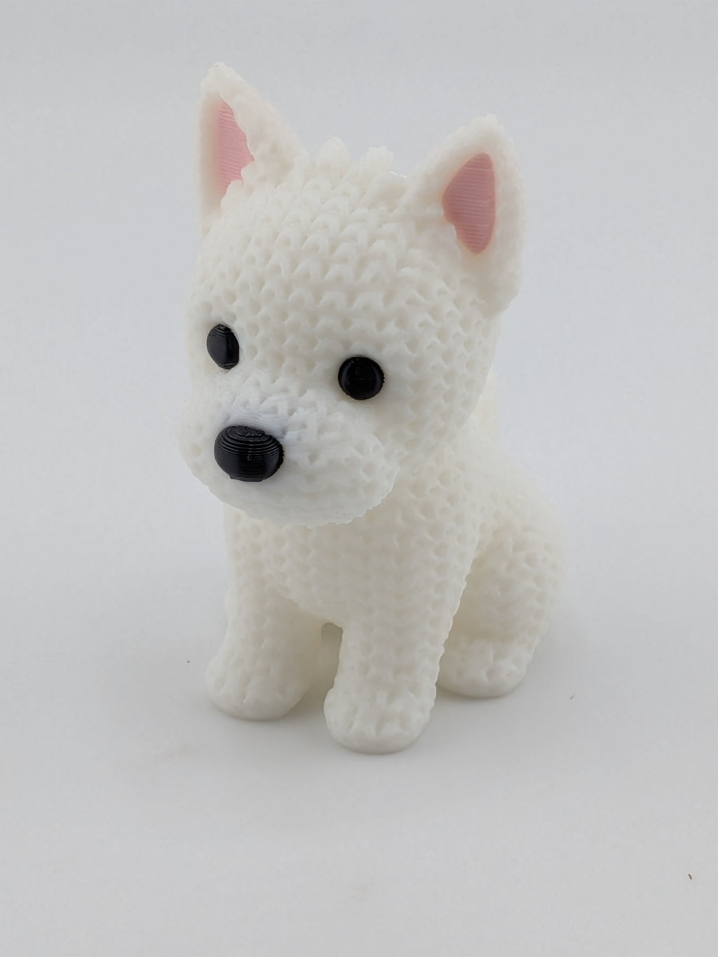 Faux Crochet Dog Figurine 3D Printed Knit Texture Breed Desk Pet Decor