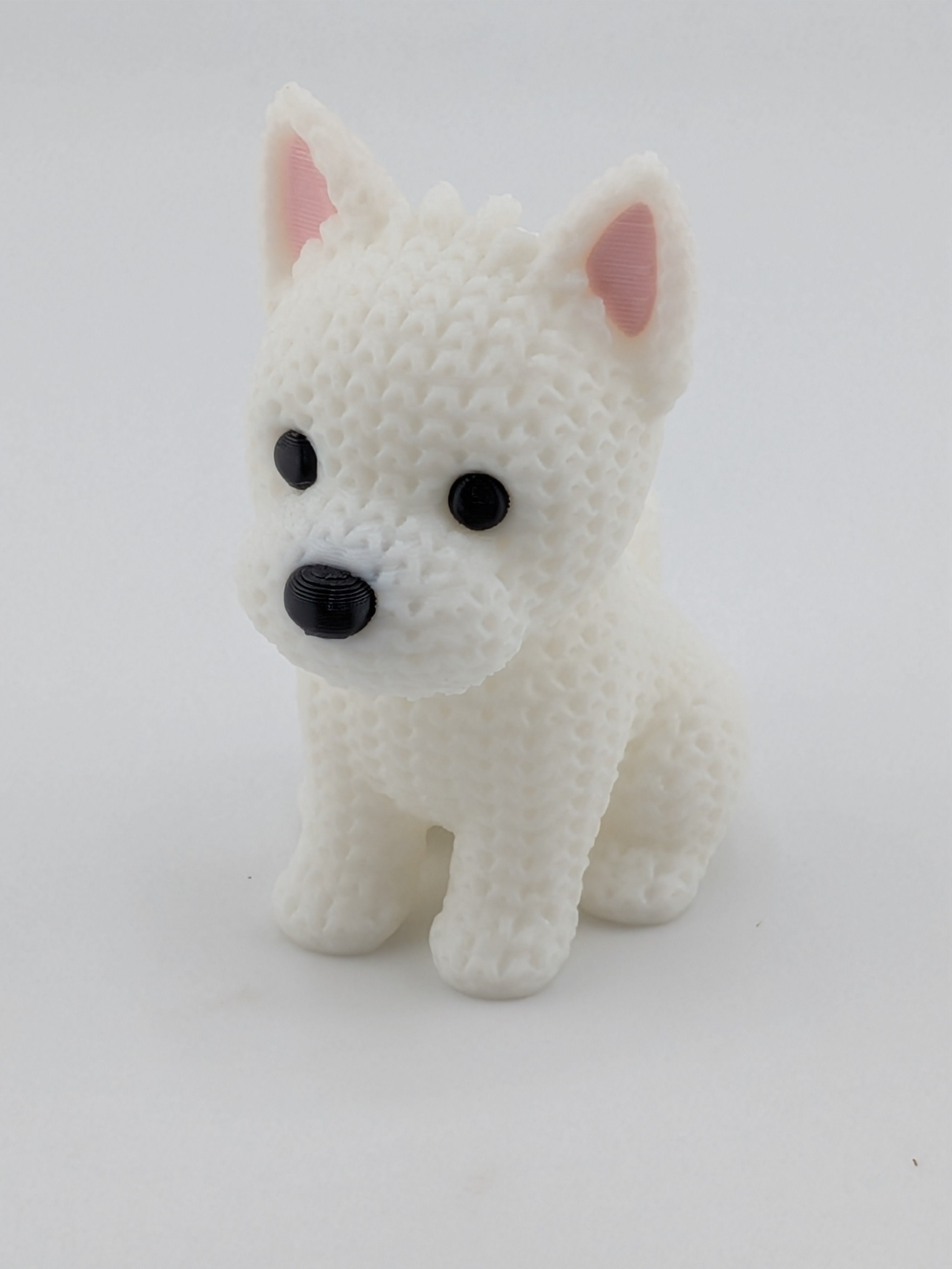 Faux Crochet Dog Figurine 3D Printed Knit Texture Breed Desk Pet Decor
