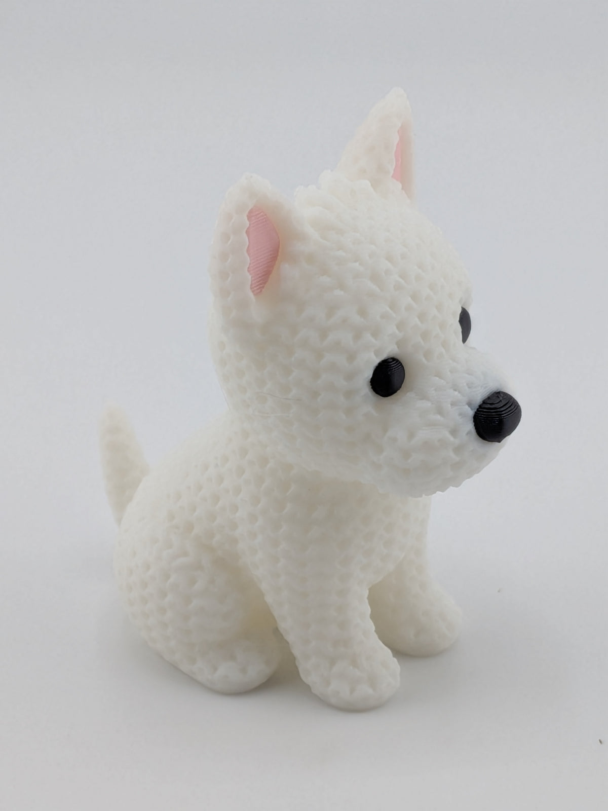 Set 1of3 Faux Crochet Dog Figurine 3D Printed Knit Texture Breed Desk Pet Decor