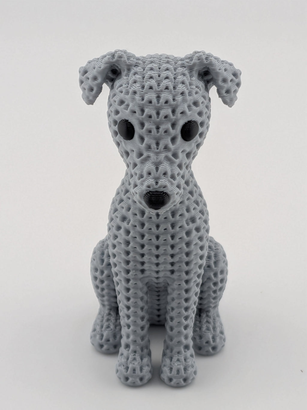 Faux Crochet Dog Figurine 3D Printed Knit Texture Breed Desk Pet Decor