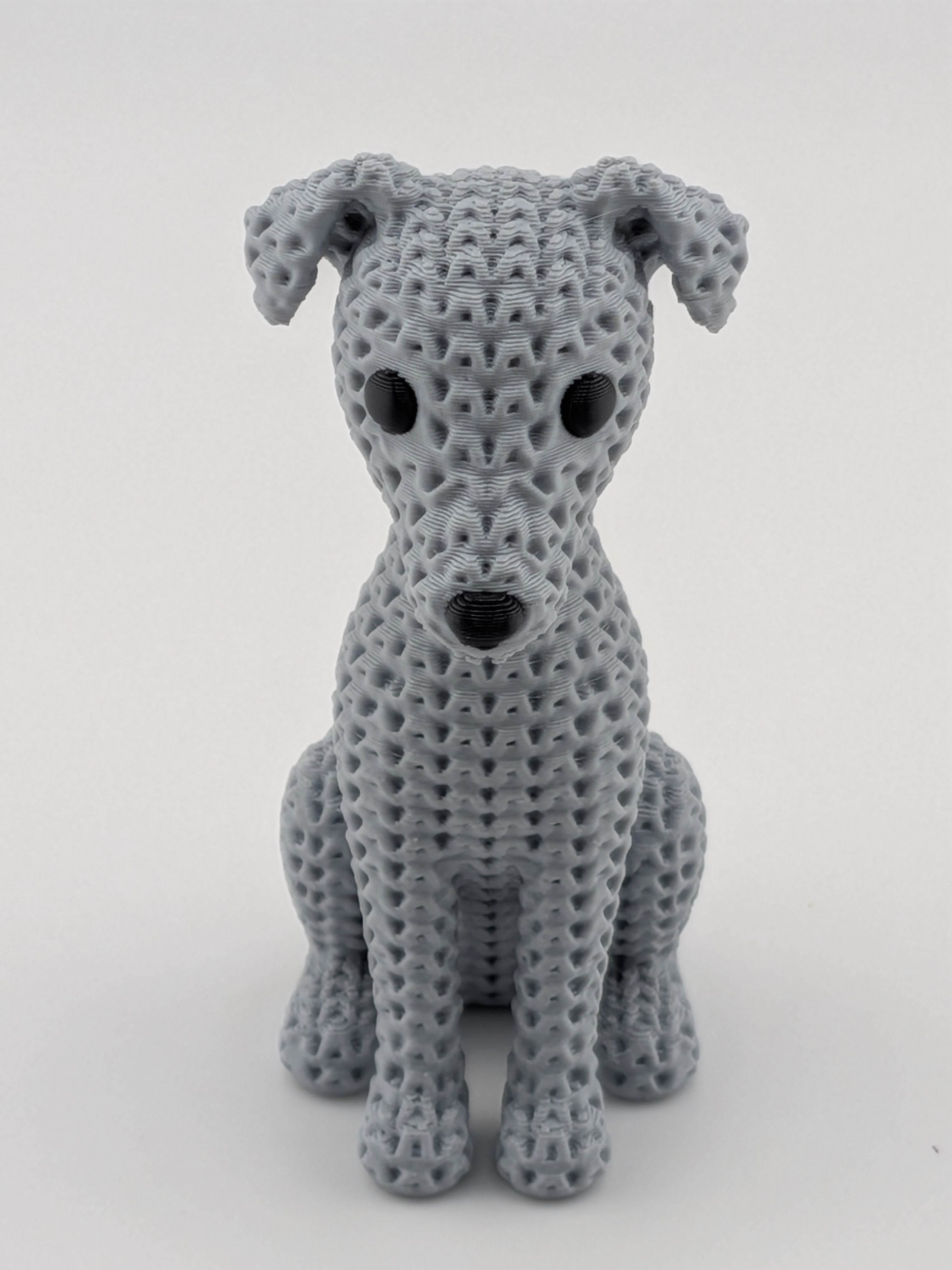 Faux Crochet Dog Figurine 3D Printed Knit Texture Breed Desk Pet Decor