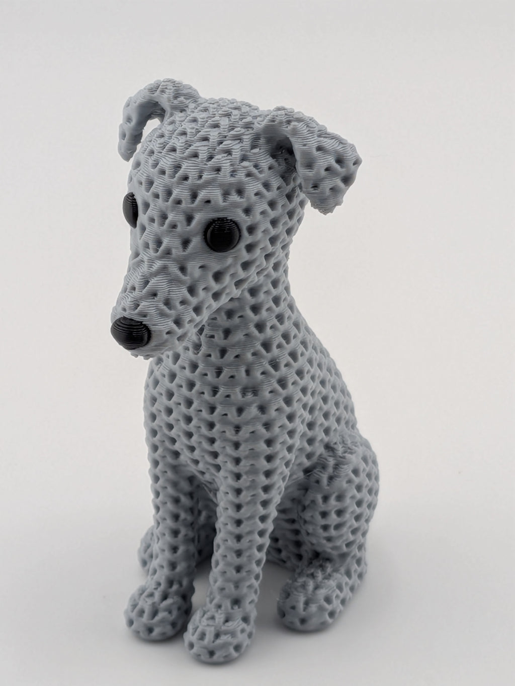 Faux Crochet Dog Figurine 3D Printed Knit Texture Breed Desk Pet Decor
