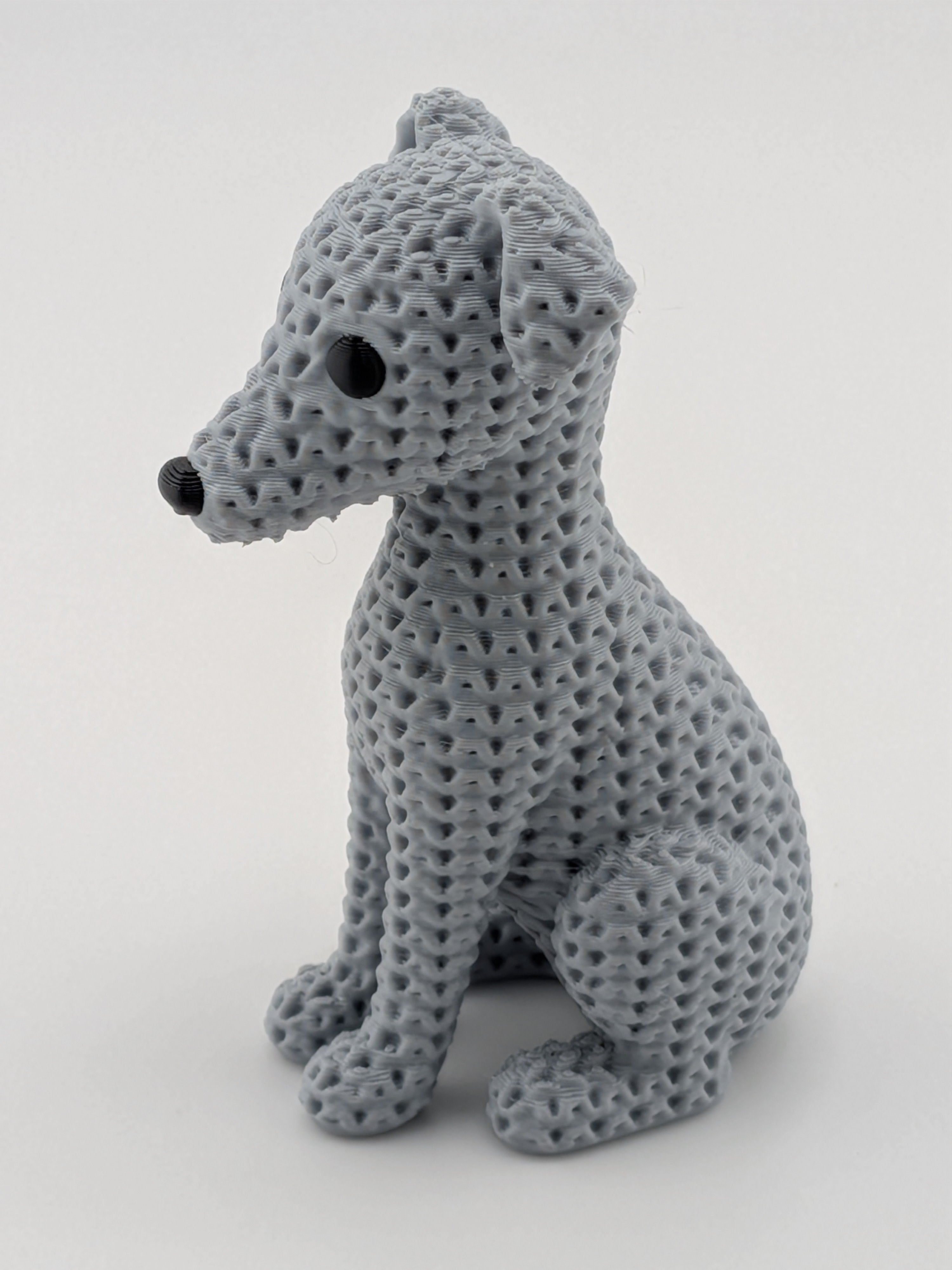 Faux Crochet Dog Figurine 3D Printed Knit Texture Breed Desk Pet Decor