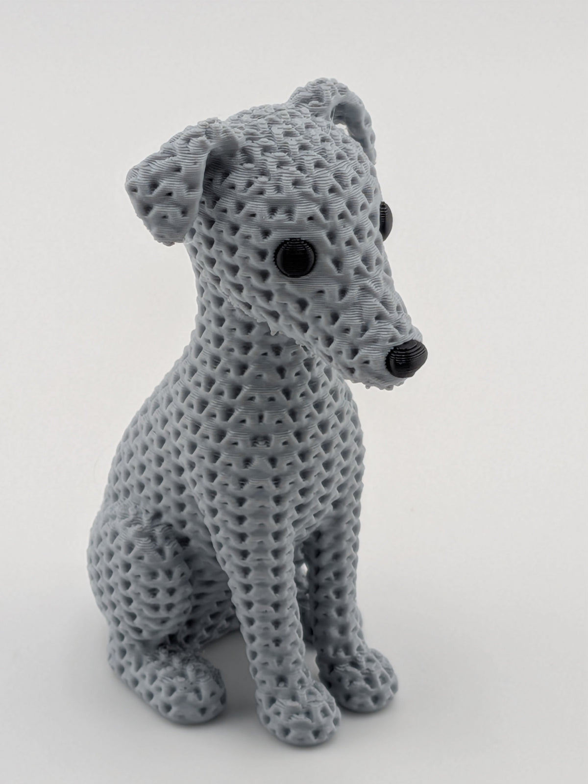 Set 1of3 Faux Crochet Dog Figurine 3D Printed Knit Texture Breed Desk Pet Decor
