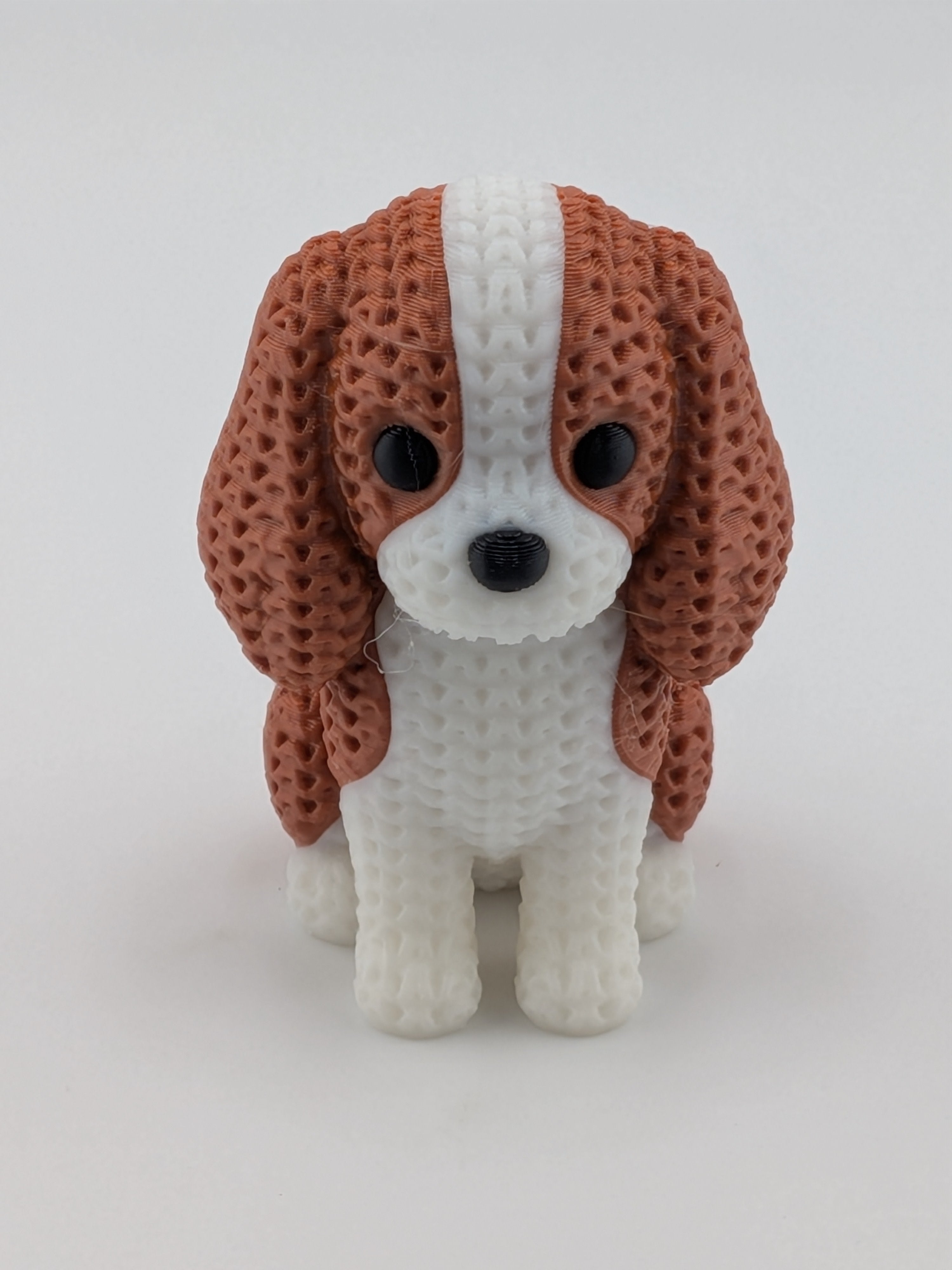 Faux Crochet Dog Figurine 3D Printed Knit Texture Breed Desk Pet Decor