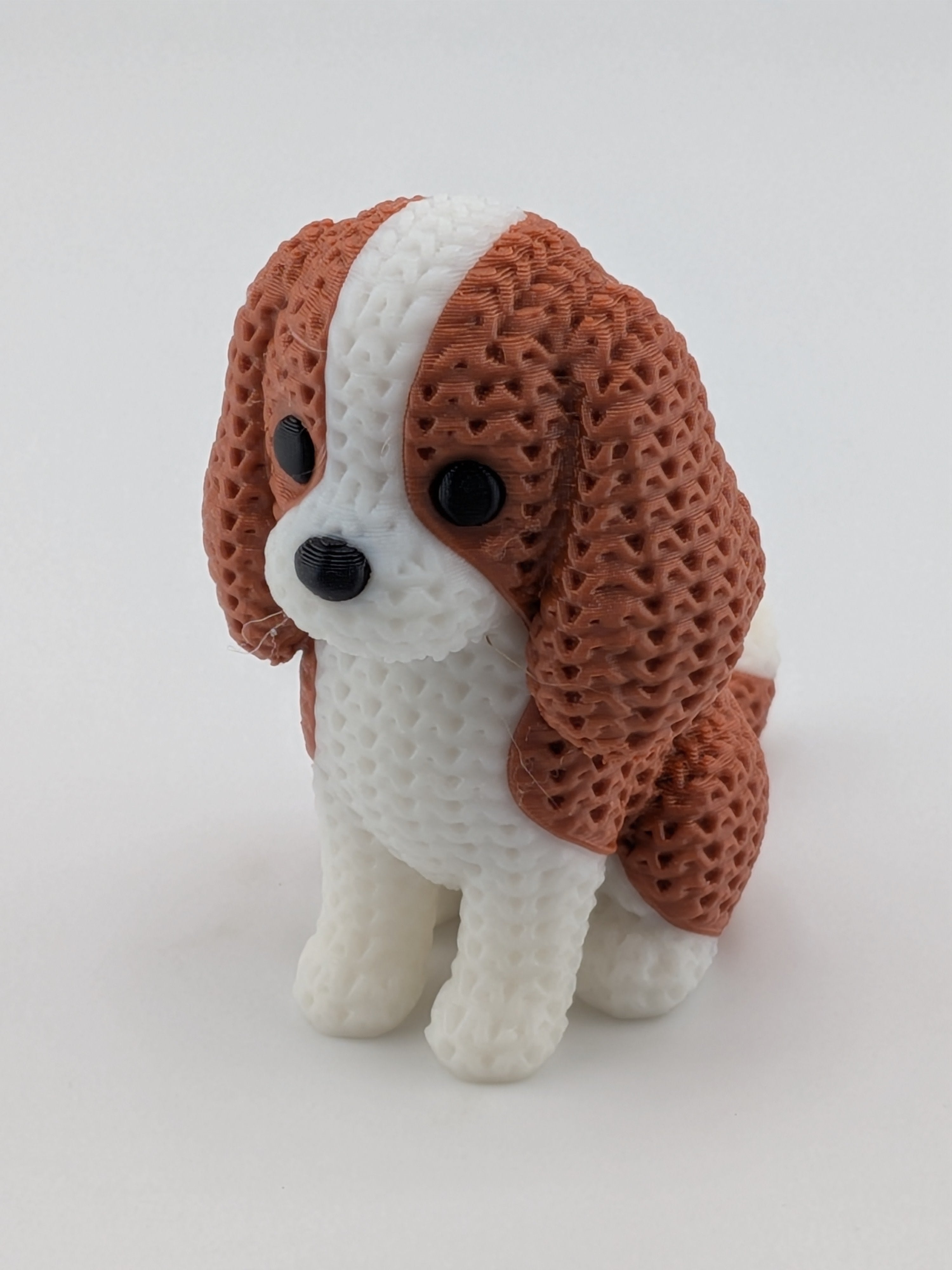 Faux Crochet Dog Figurine 3D Printed Knit Texture Breed Desk Pet Decor
