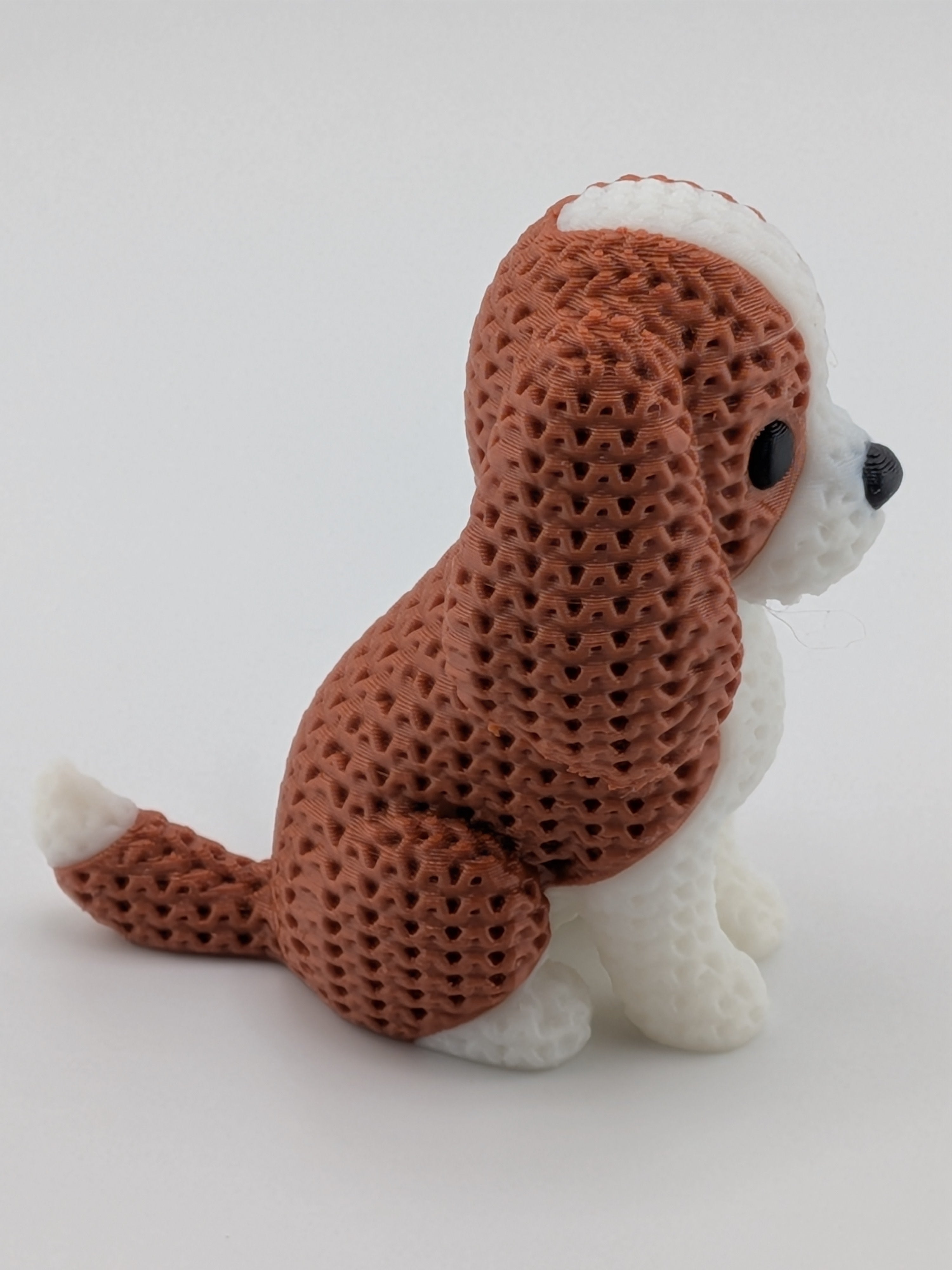 Faux Crochet Dog Figurine 3D Printed Knit Texture Breed Desk Pet Decor