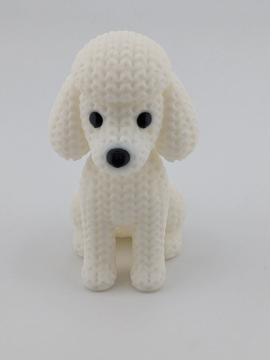 Faux Crochet Dog Figurine 3D Printed Knit Texture Breed Desk Pet Decor