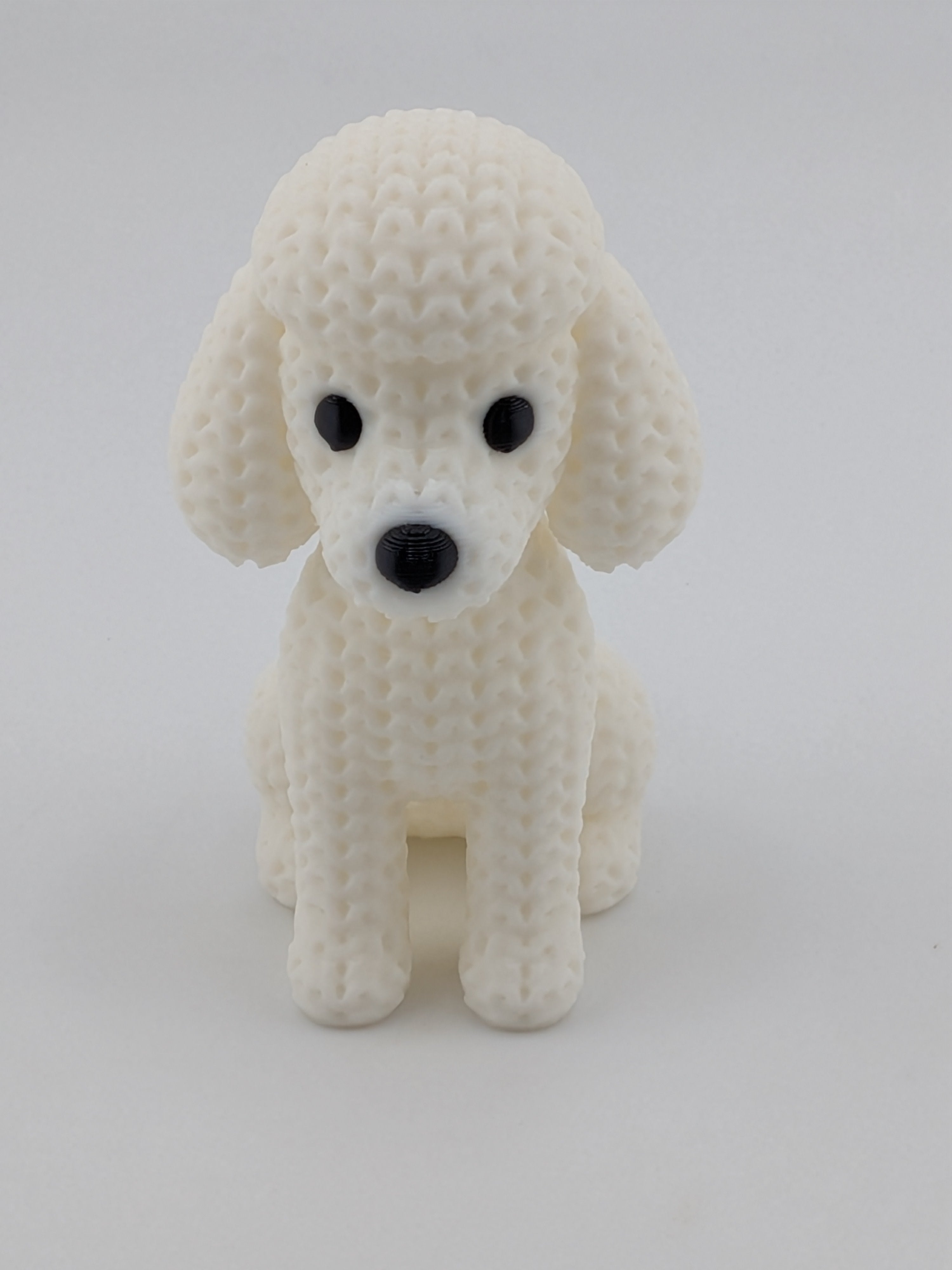Faux Crochet Dog Figurine 3D Printed Knit Texture Breed Desk Pet Decor