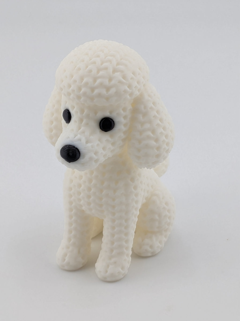Faux Crochet Dog Figurine 3D Printed Knit Texture Breed Desk Pet Decor