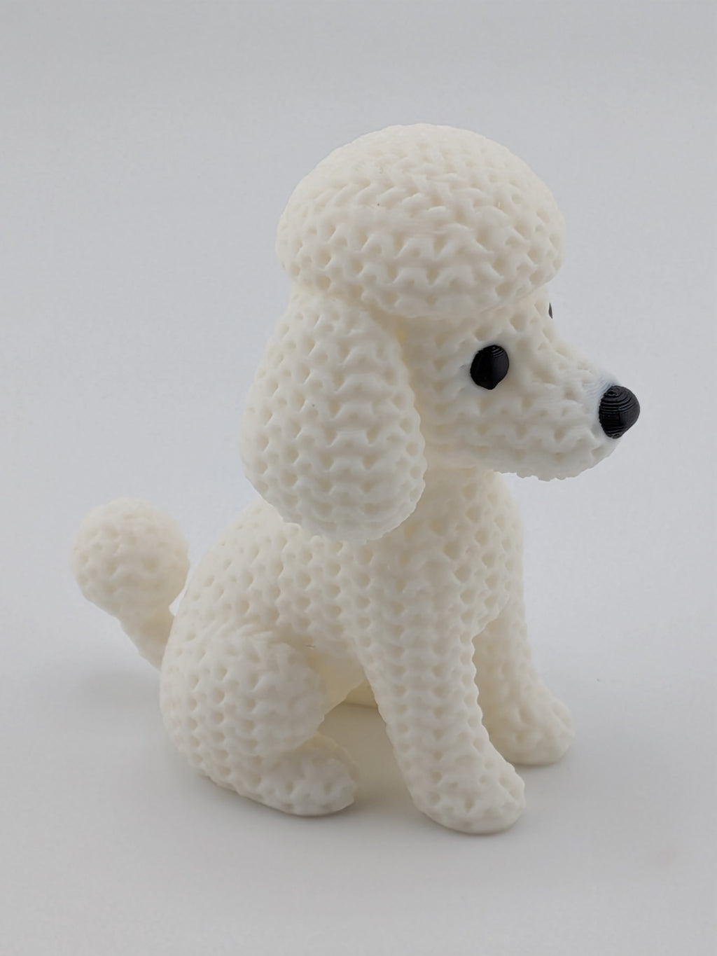Faux Crochet Dog Figurine 3D Printed Knit Texture Breed Desk Pet Decor