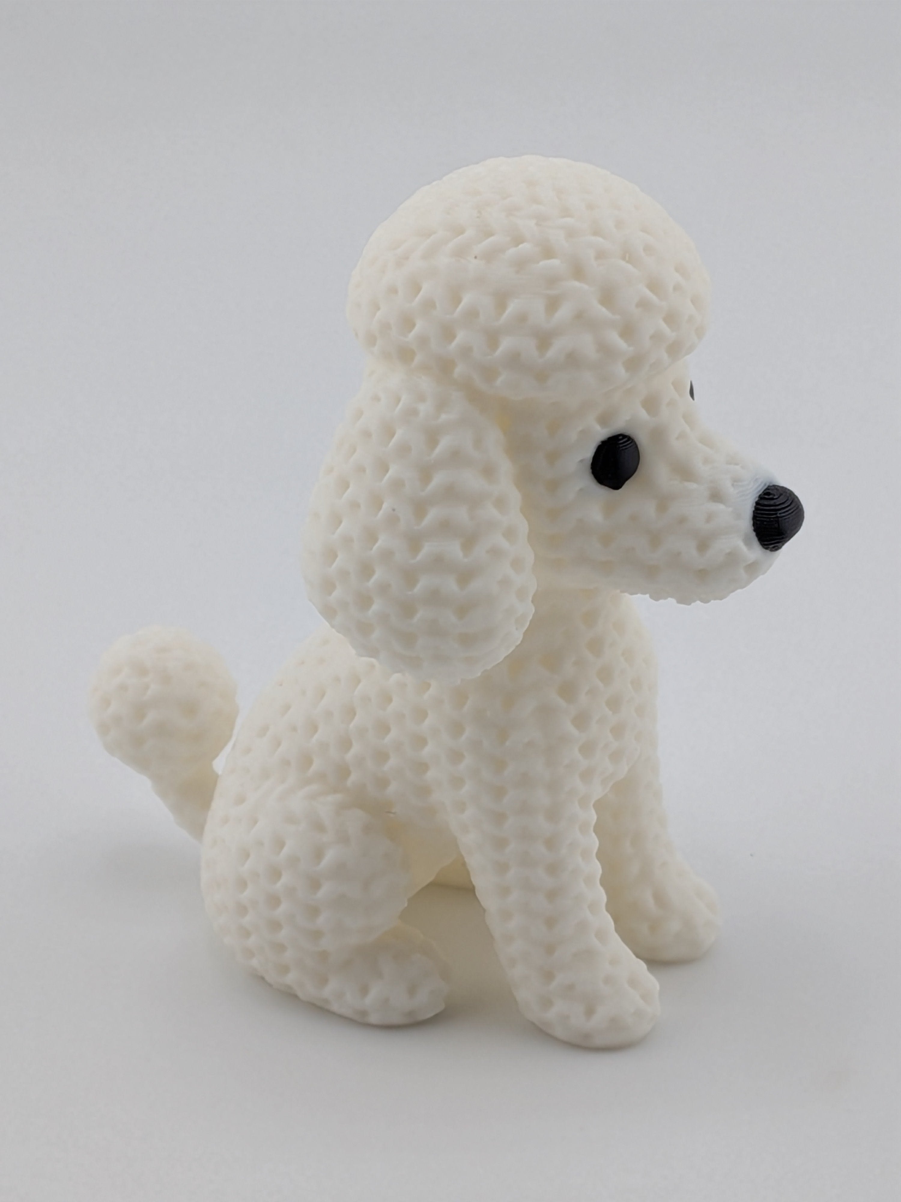 Faux Crochet Dog Figurine 3D Printed Knit Texture Breed Desk Pet Decor