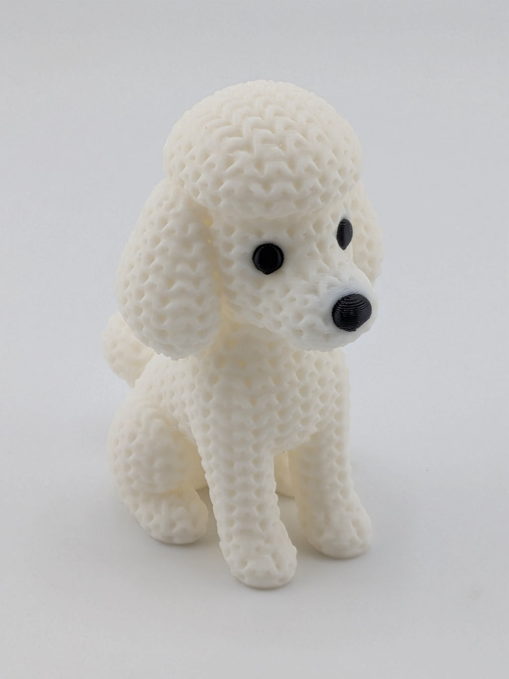 Faux Crochet Dog Figurine 3D Printed Knit Texture Breed Desk Pet Decor