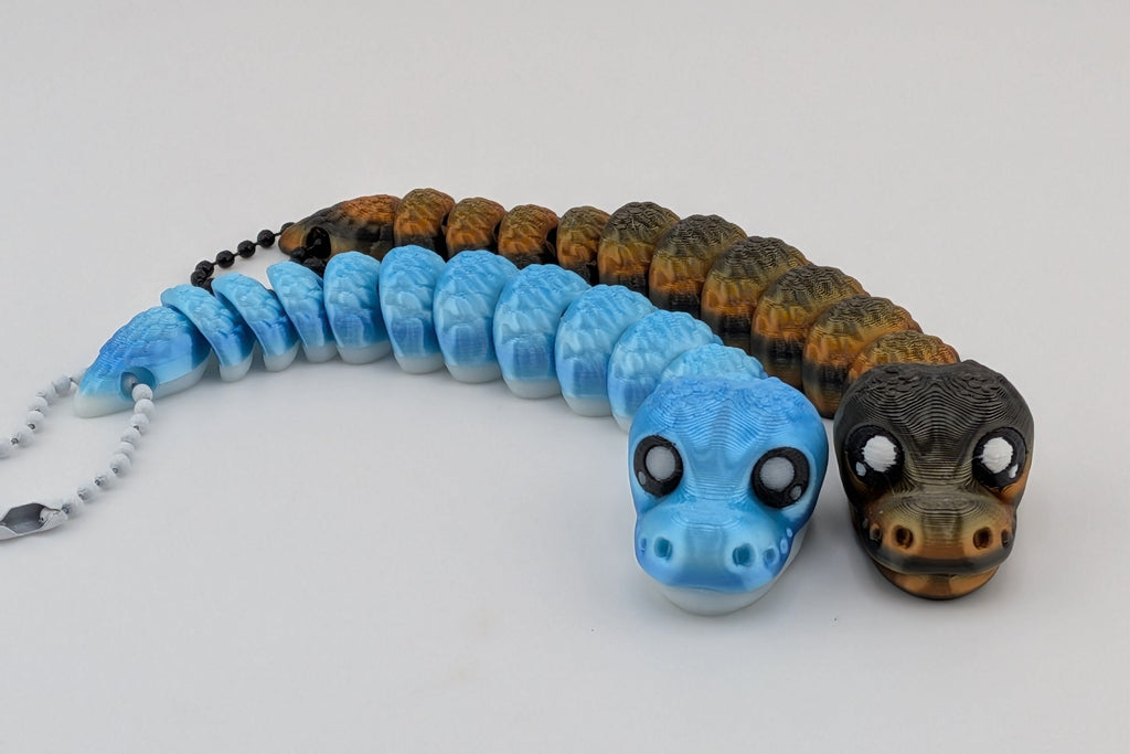Flexi Snake Keychain Fidget Toy 5 Inch 3D Printed Articulated Bag Charm