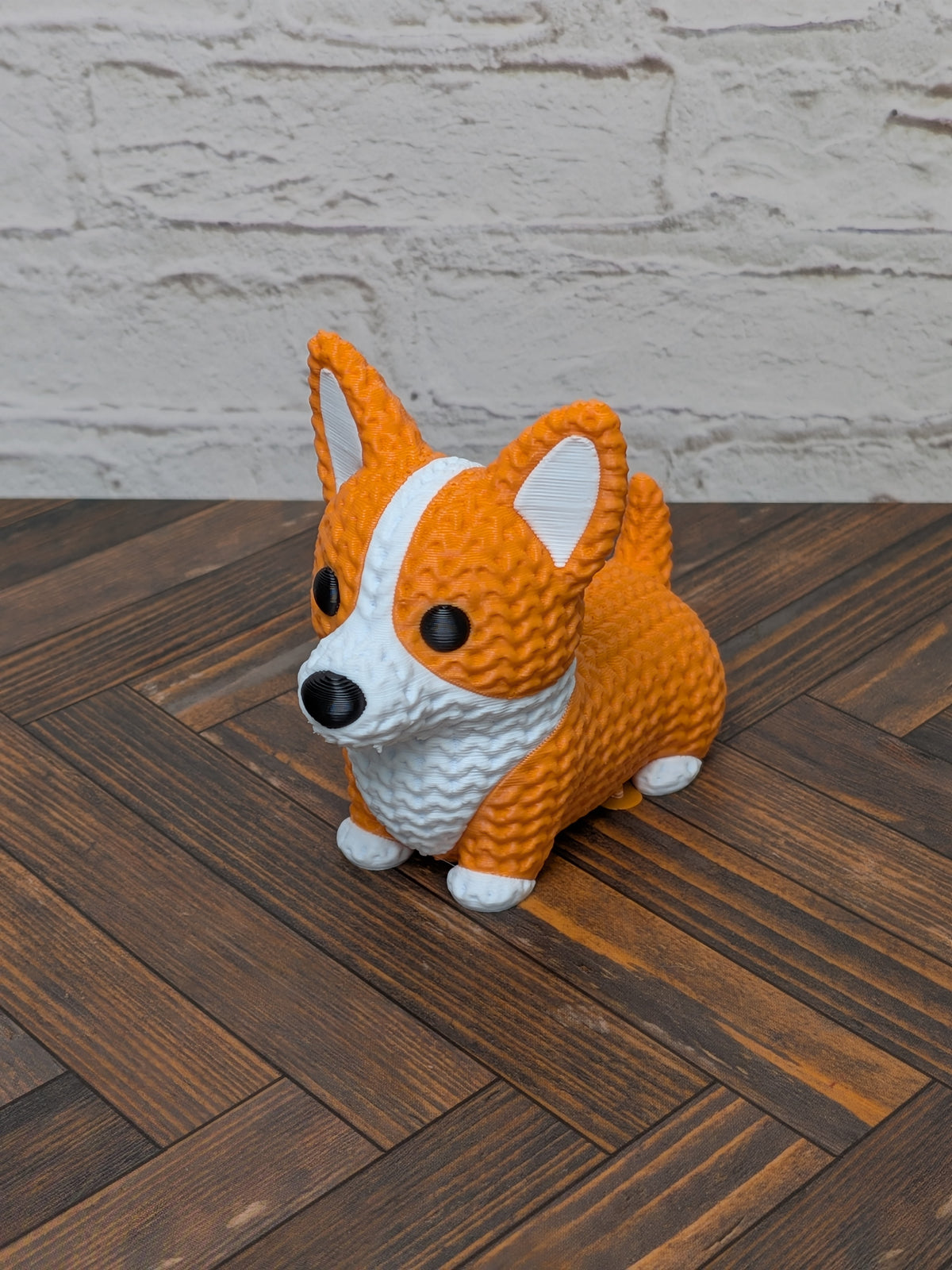 Set 2of3 Faux Crochet Dog Figurine 3D Printed Knit Texture Breed Desk Pet Decor