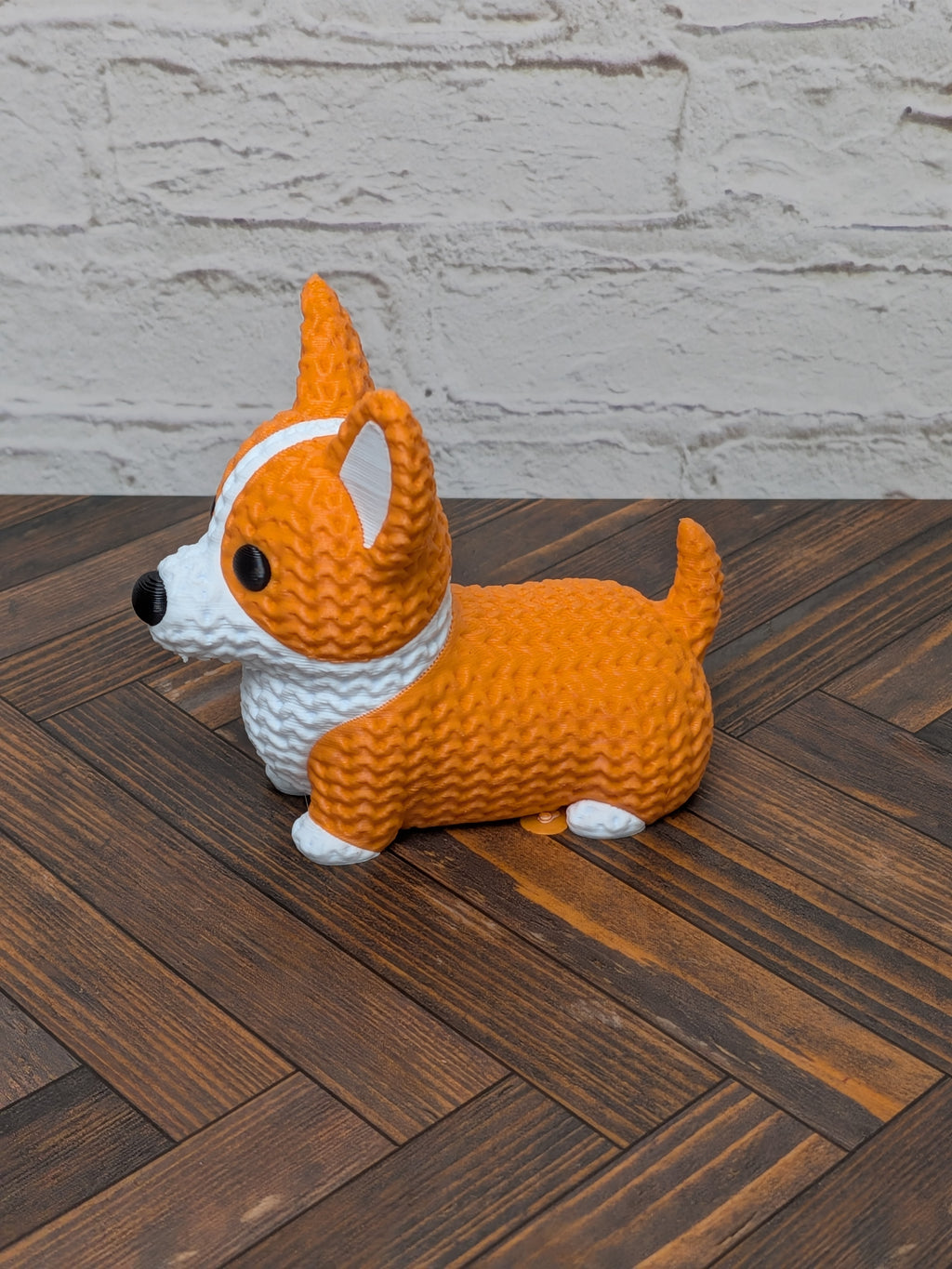 Set 2 Faux Crochet Dog Figurine 3D Printed Knit Texture Breed Desk Pet Decor