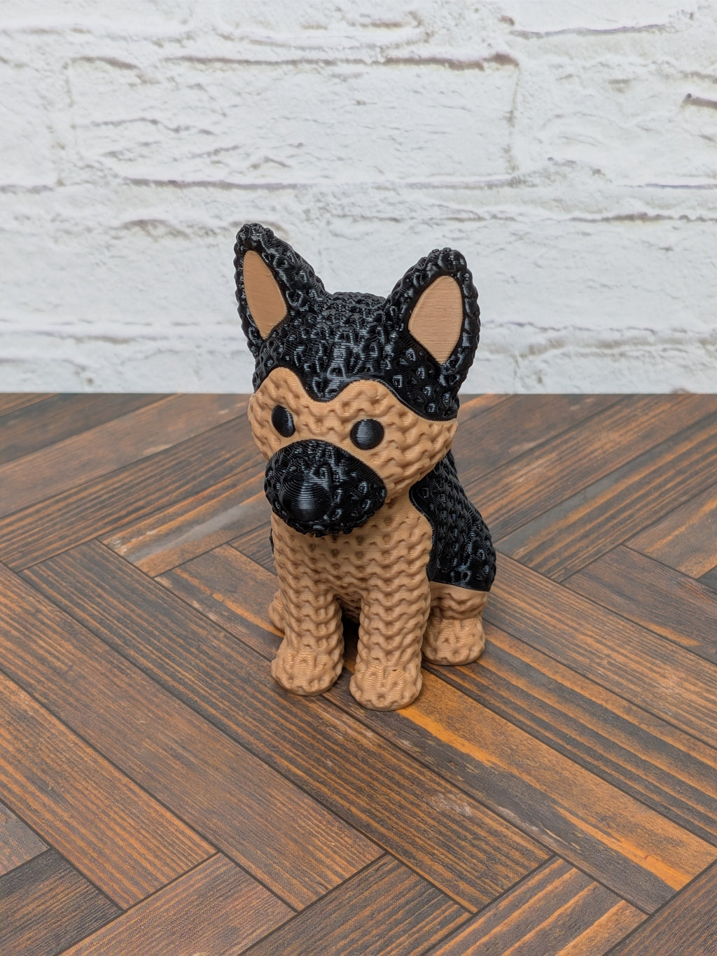 Set 2 Faux Crochet Dog Figurine 3D Printed Knit Texture Breed Desk Pet Decor