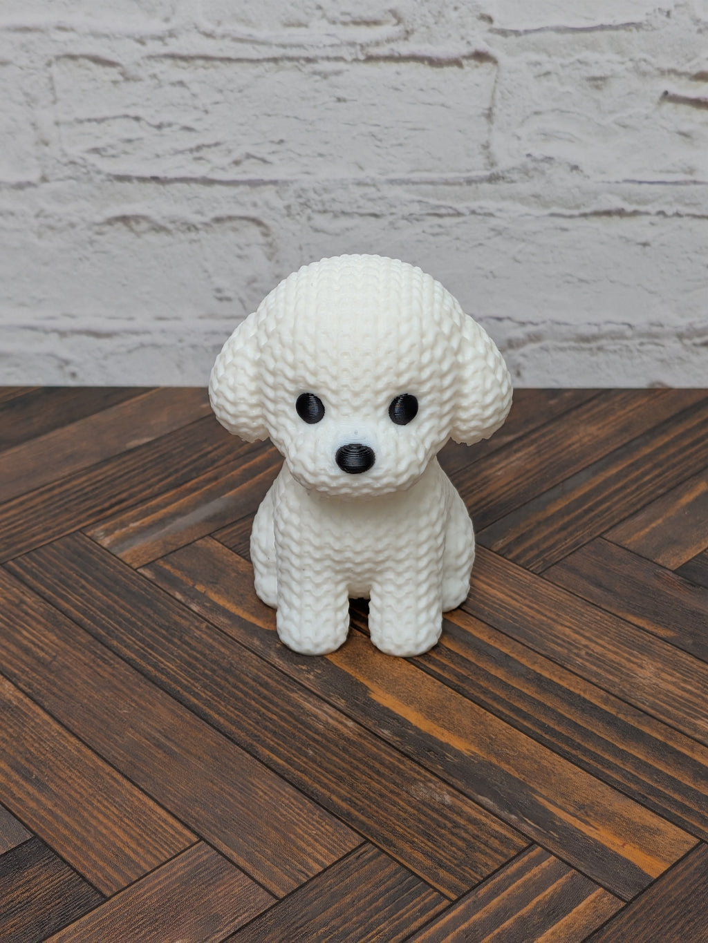 Set 2 Faux Crochet Dog Figurine 3D Printed Knit Texture Breed Desk Pet Decor