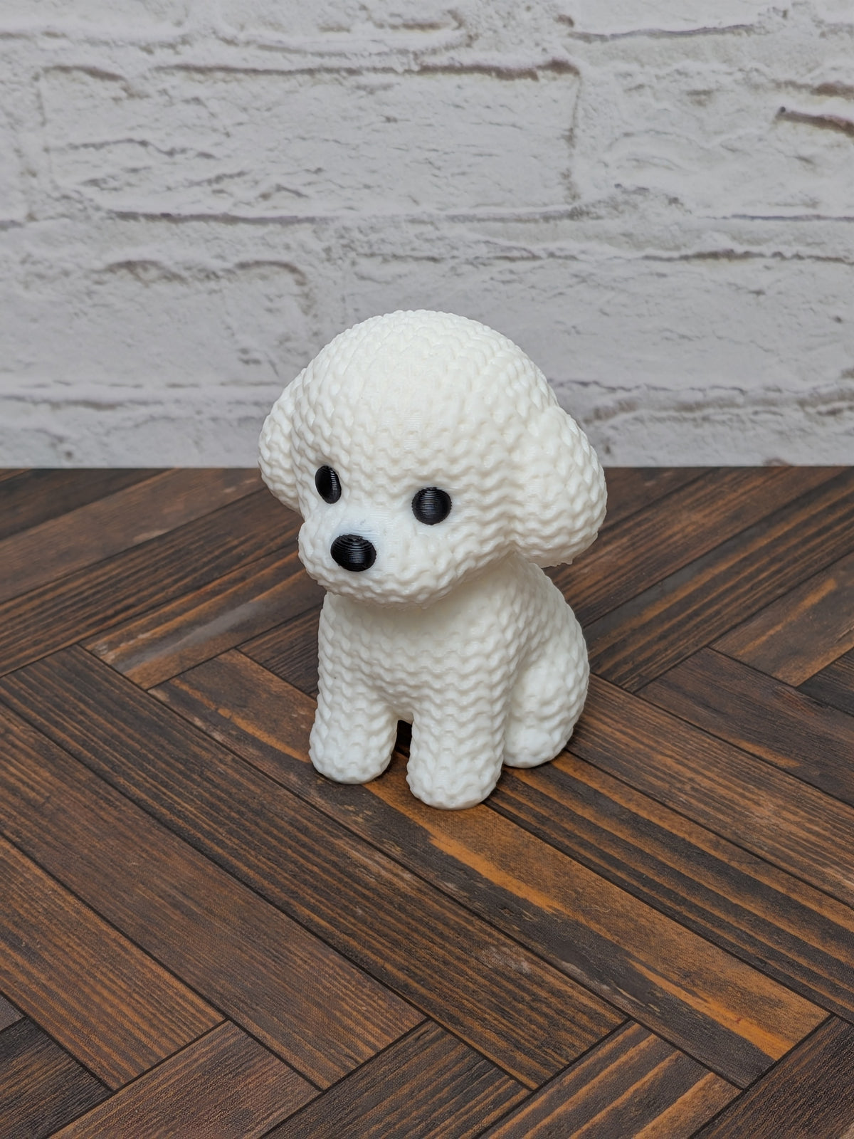 Set 2of3 Faux Crochet Dog Figurine 3D Printed Knit Texture Breed Desk Pet Decor