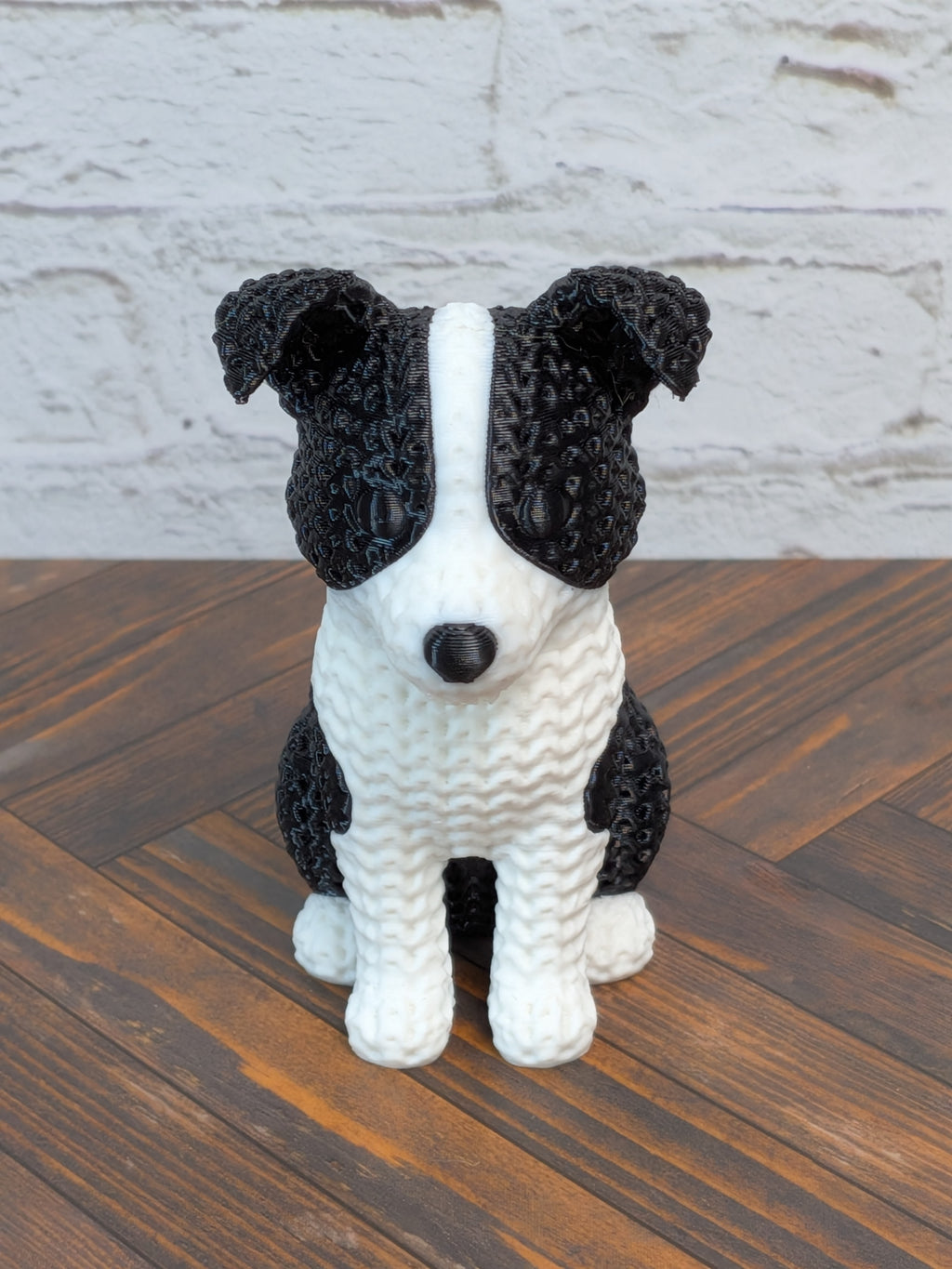 Set 2 Faux Crochet Dog Figurine 3D Printed Knit Texture Breed Desk Pet Decor