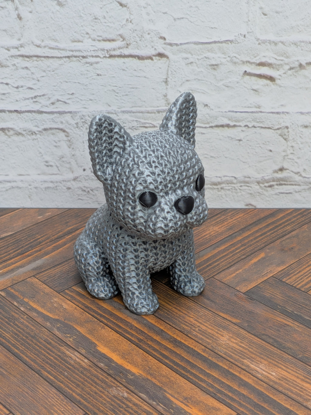 Set 3 Faux Crochet Dog Figurine 3D Printed Knit Texture Dachshund Rottweiler Frenchie