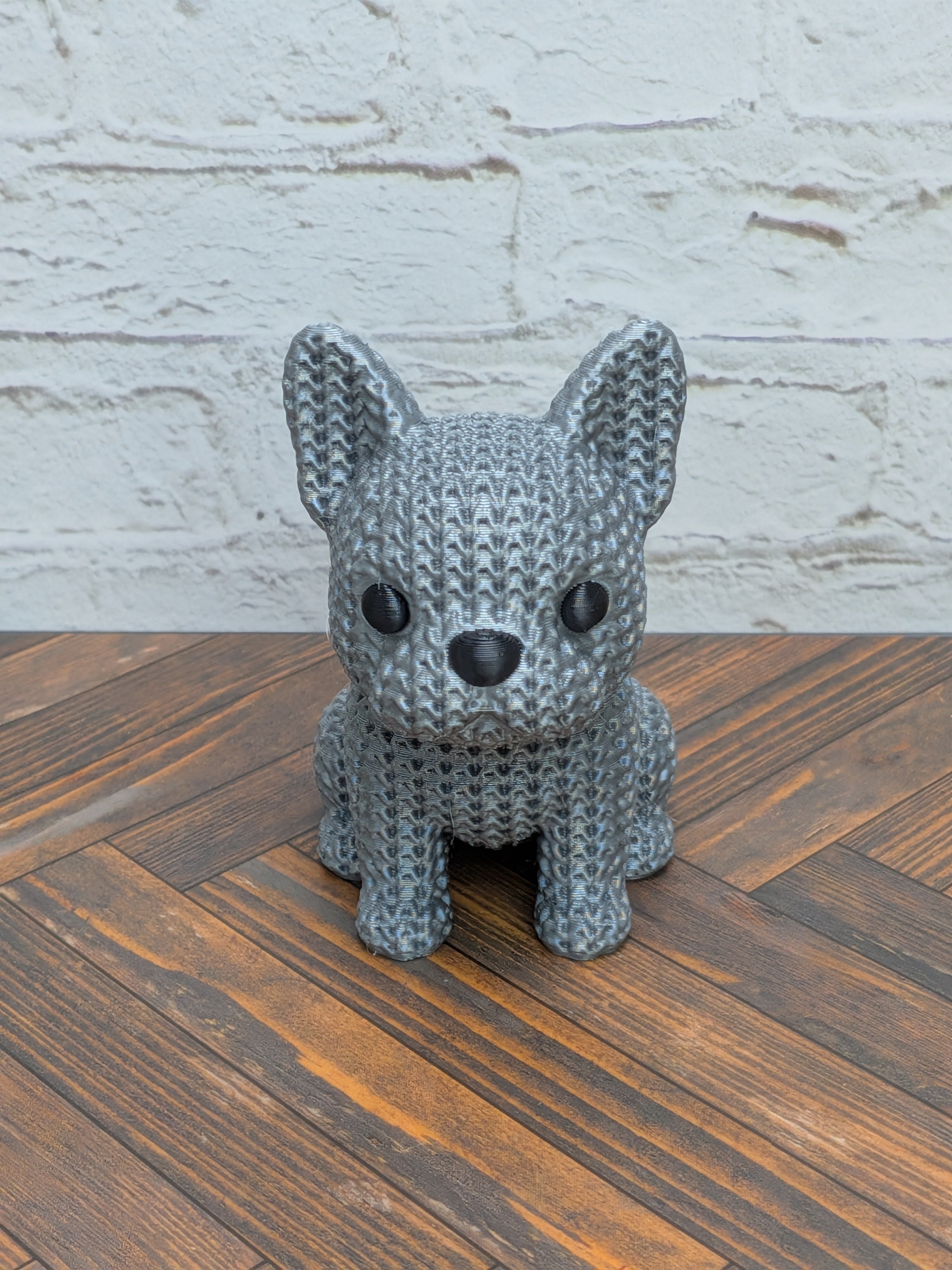 Set 3 Faux Crochet Dog Figurine 3D Printed Knit Texture Dachshund Rottweiler Frenchie