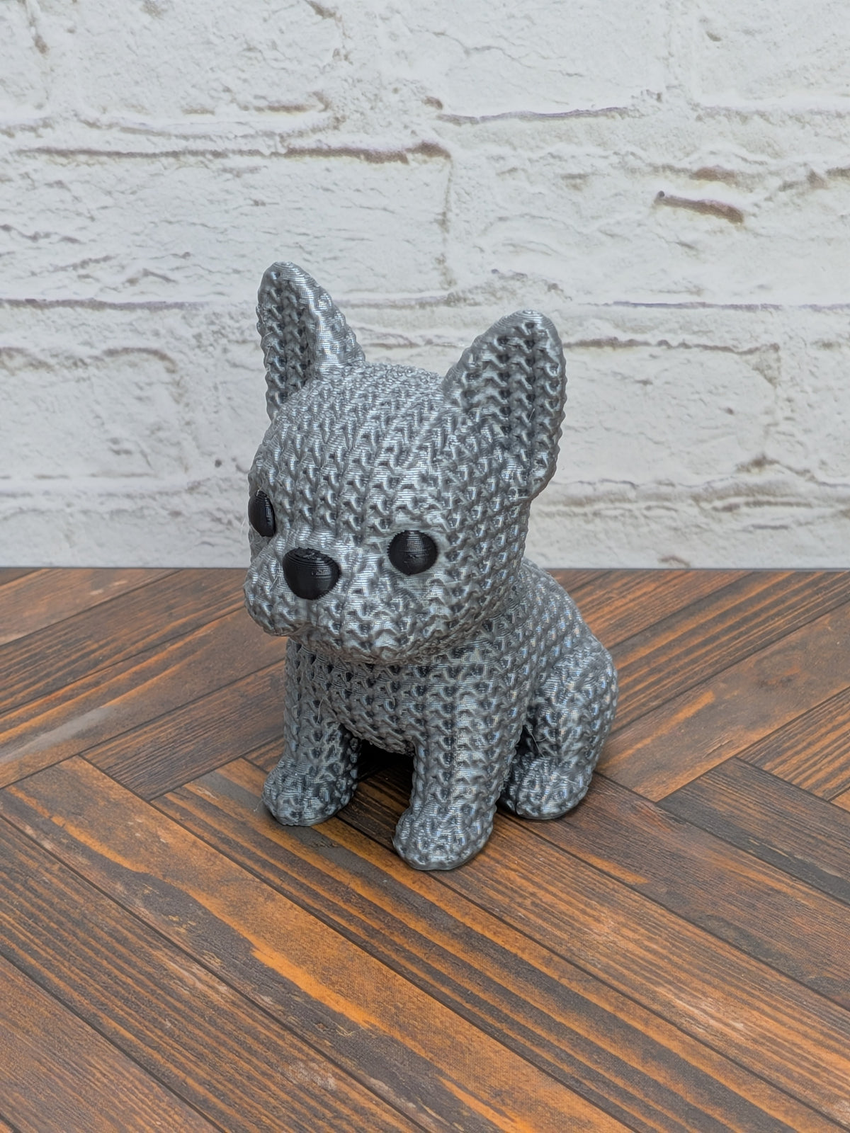Set 3of3 Faux Crochet Dog Figurine 3D Printed Knit Texture Dachshund Rottweiler Frenchie