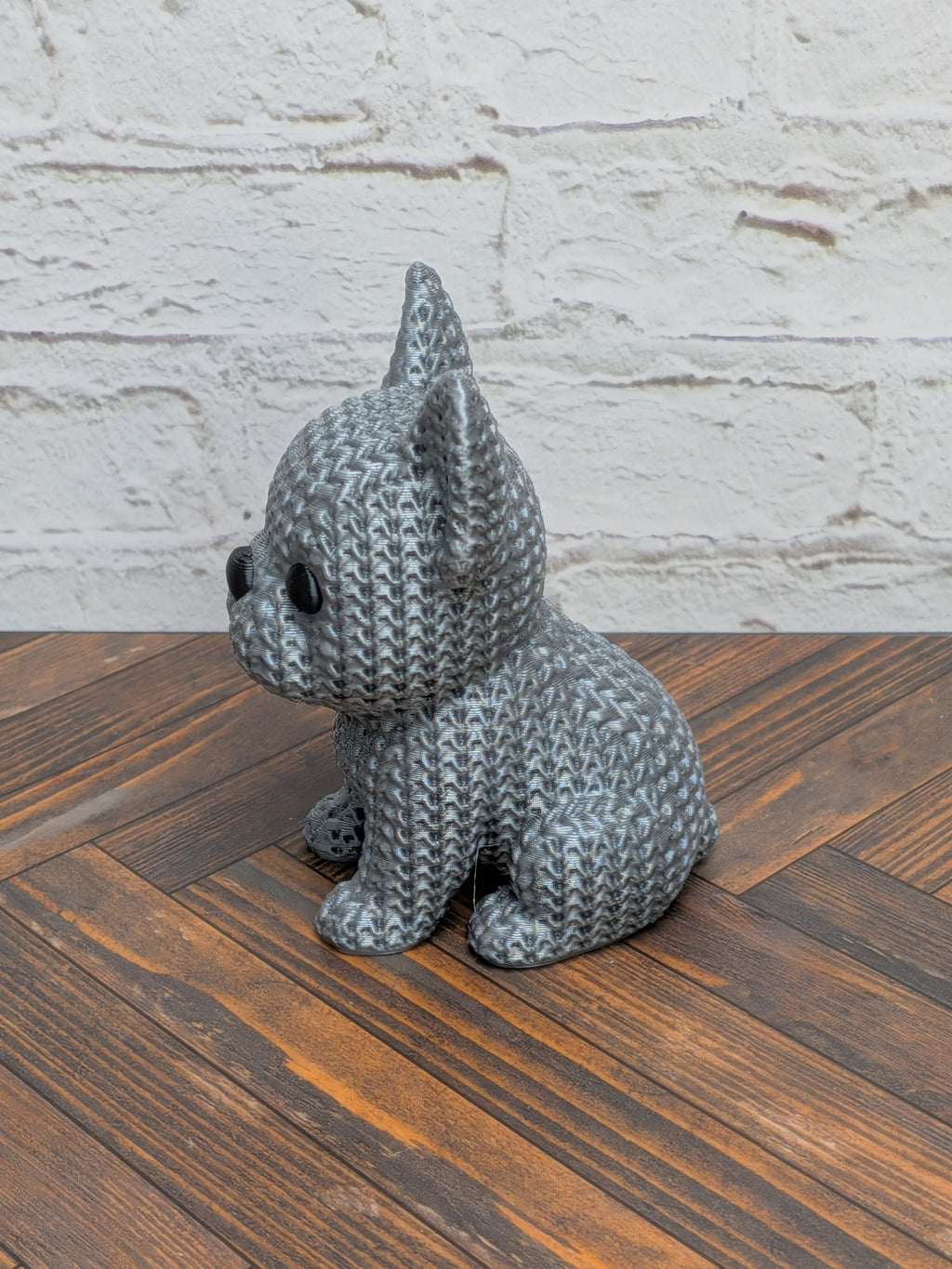 Set 3 Faux Crochet Dog Figurine 3D Printed Knit Texture Dachshund Rottweiler Frenchie