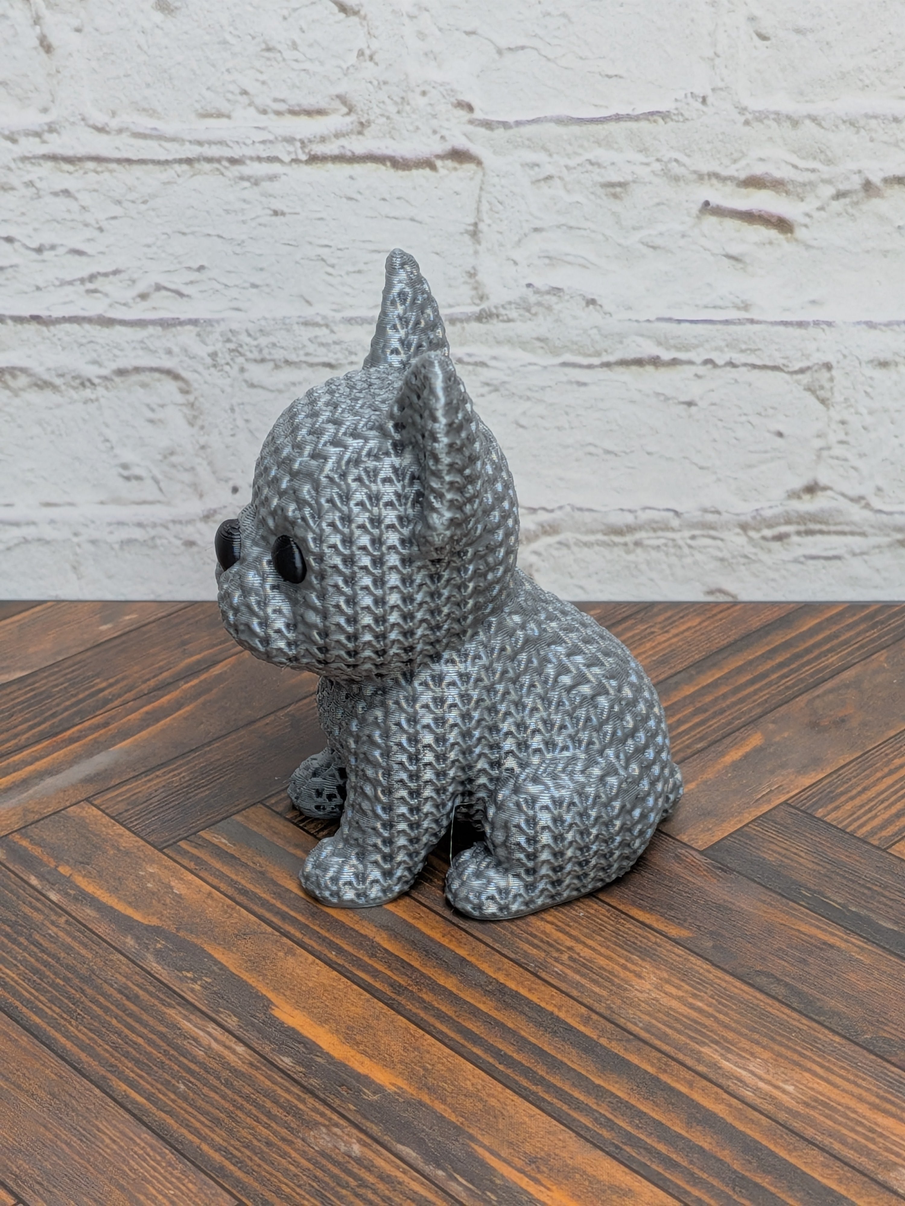 Set 3 Faux Crochet Dog Figurine 3D Printed Knit Texture Dachshund Rottweiler Frenchie